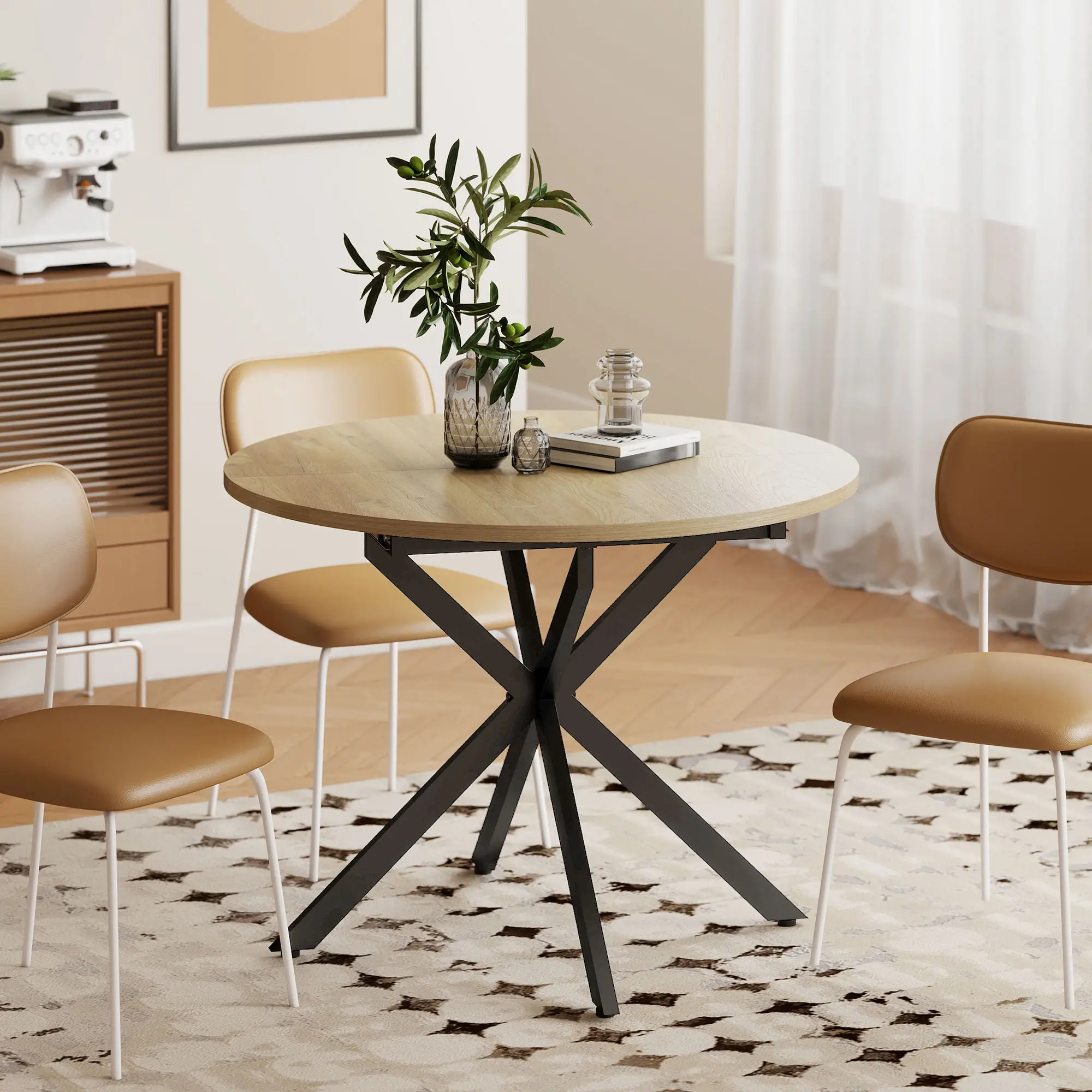 Extendable Dining Table, 39.5"-53", Natural Wood, Industrial Kitchen Table - Image 10