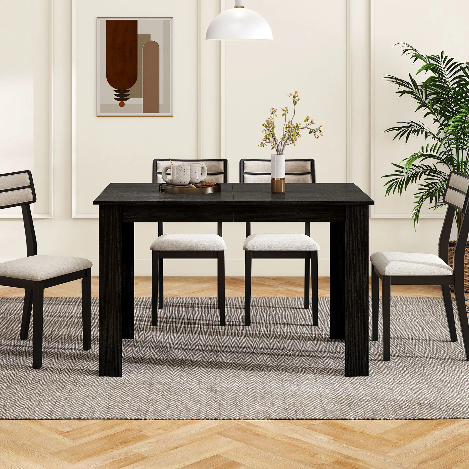 Extendable Dining Table, 47"-62", For 4-8 People, Black - Image 3