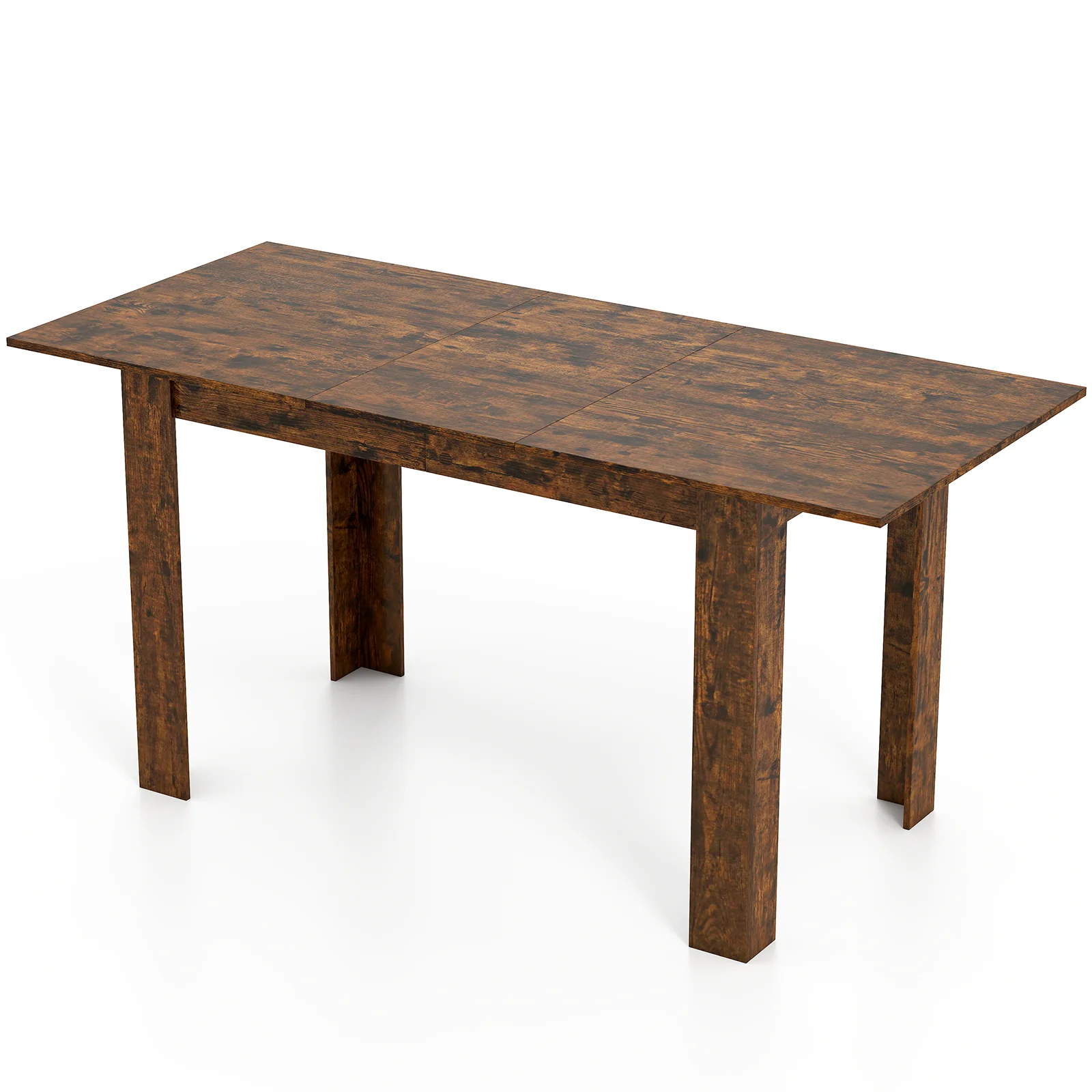 Extendable Dining Table, 47"-62", For 4-8 People, Rustic Brown - Image 4