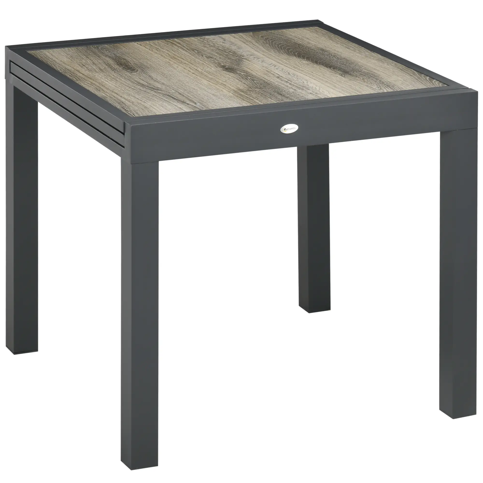 Extendable Dining Table, Rectangular Outdoor Table, Aluminum Frame, Plastic Top, Beige