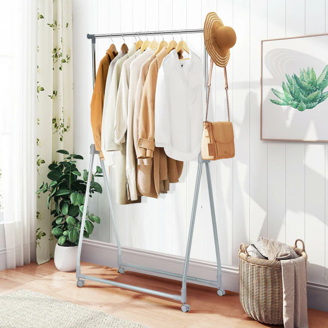 Extendable Foldable Heavy Duty Clothing Rack, Silver - Image 2