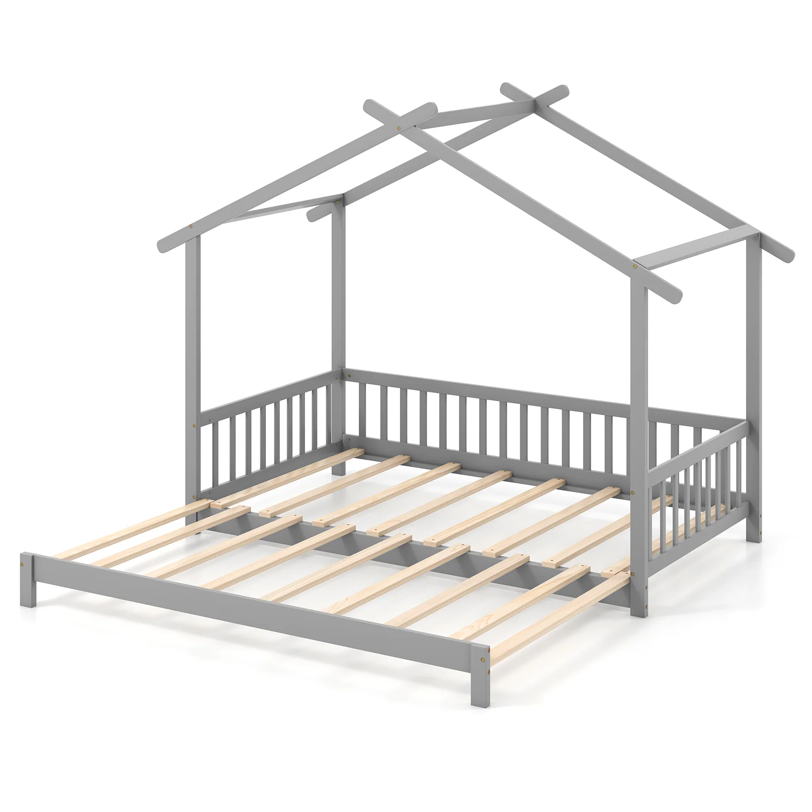 Extendable House Bed, Twin To King, Gray - Image 5
