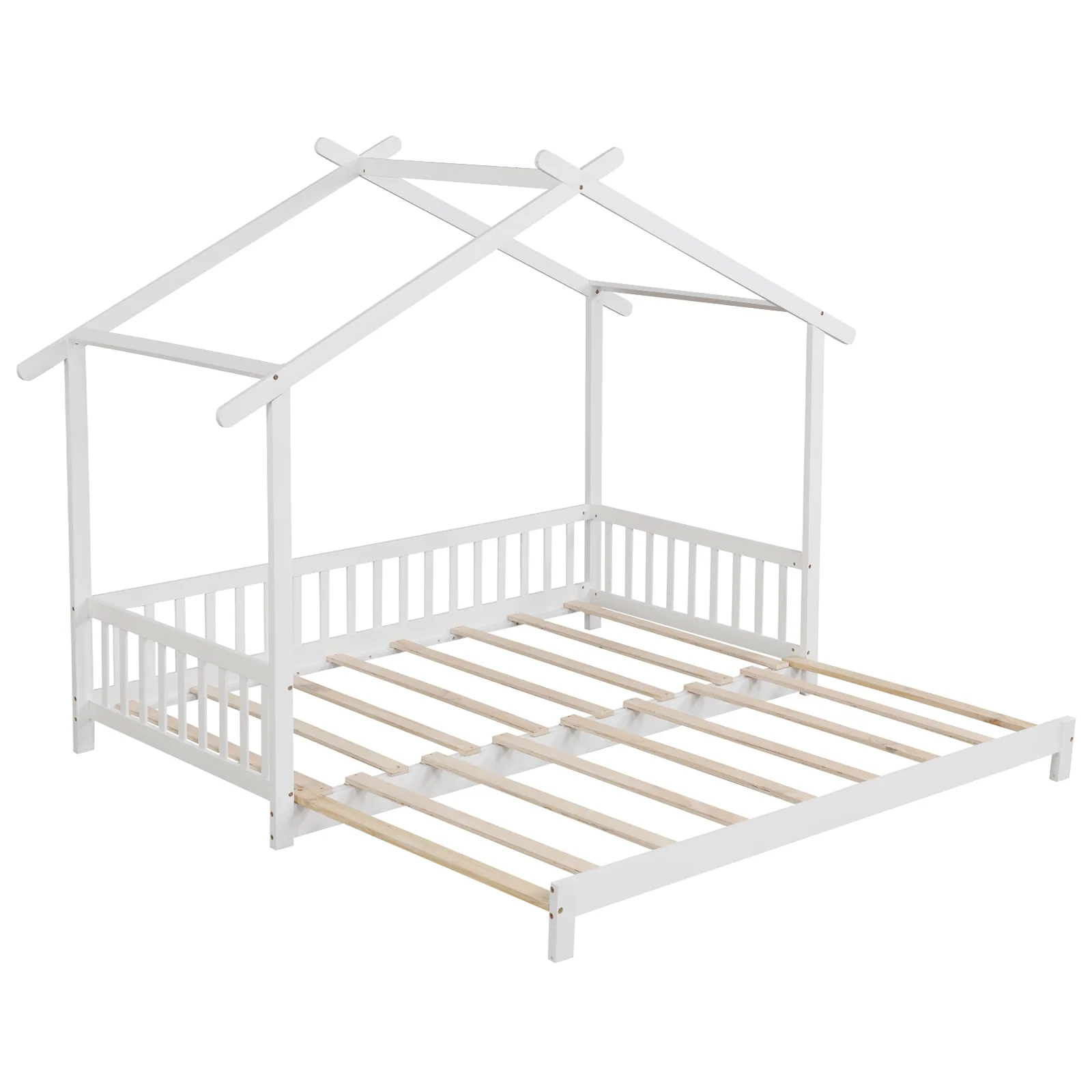 Extendable House Bed, Twin To King, White