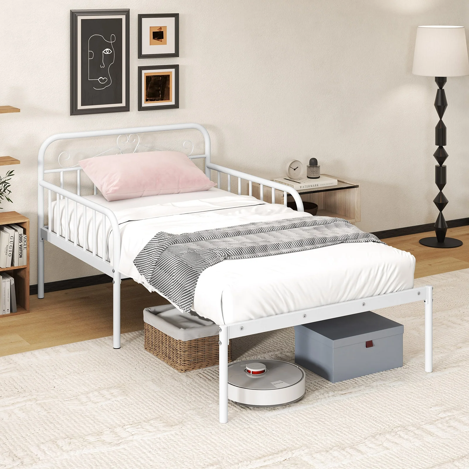 Extendable Metal Daybed To Twin Size Bed, White - Image 7
