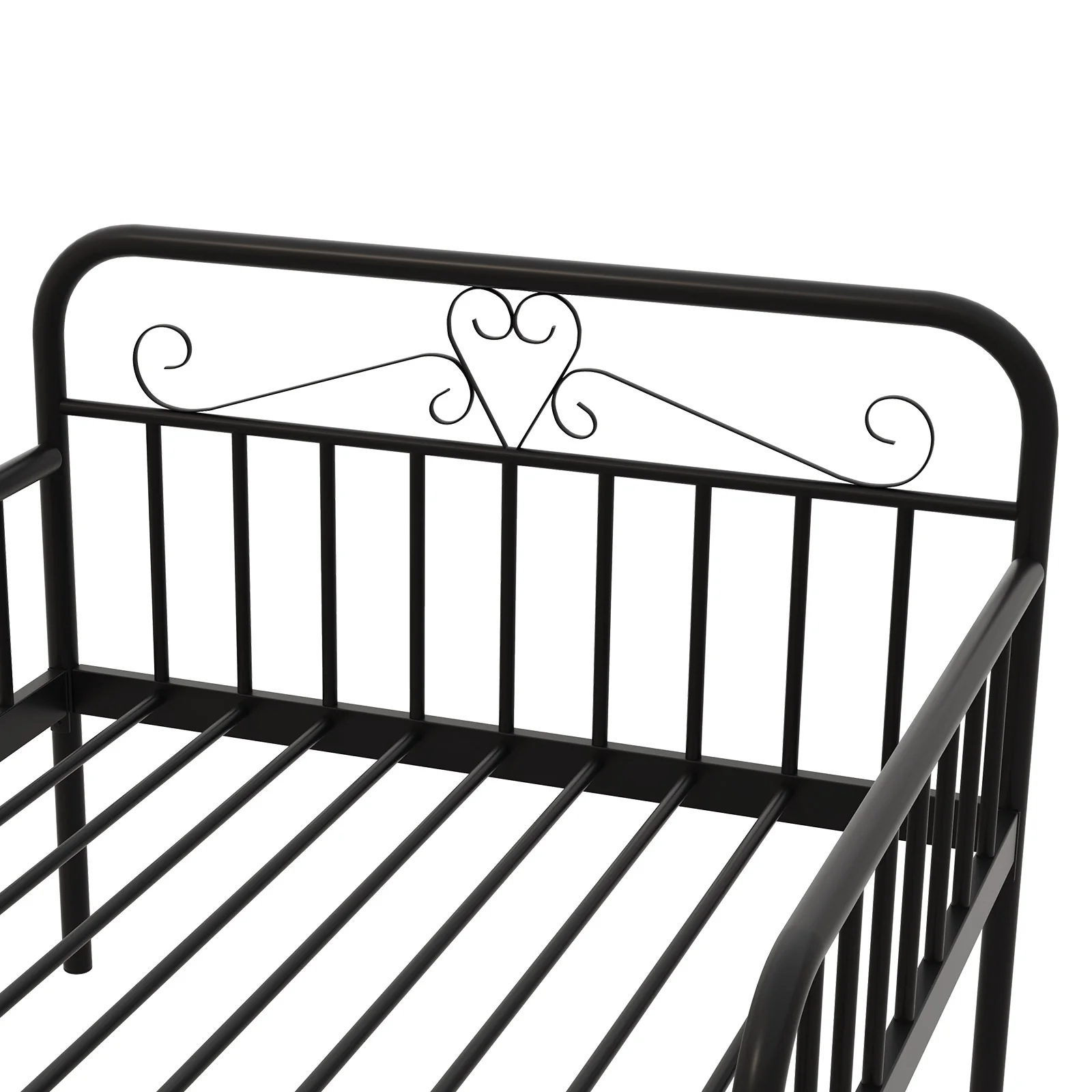 Extendable Metal Daybed To Twin Size, With Guardrails And Armrests, Black - Image 10