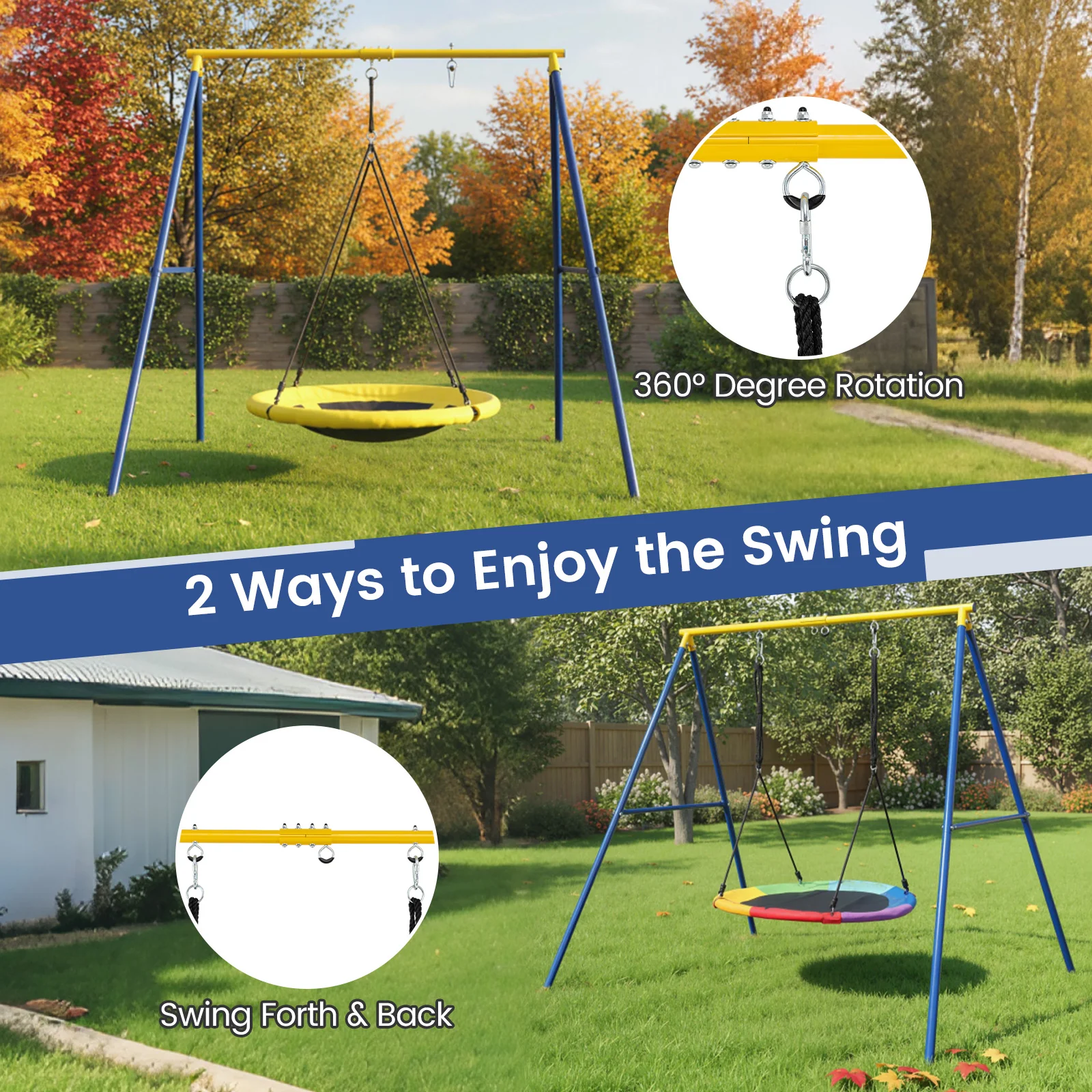 Extra Large Heavy Duty A-Frame Steel Swing Stand, Blue - Image 10