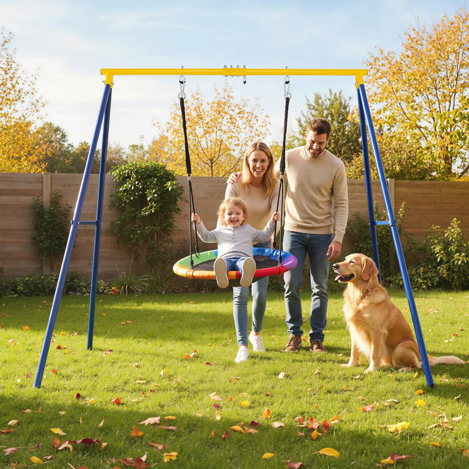 Extra Large Heavy Duty A-Frame Steel Swing Stand, Blue - Image 2