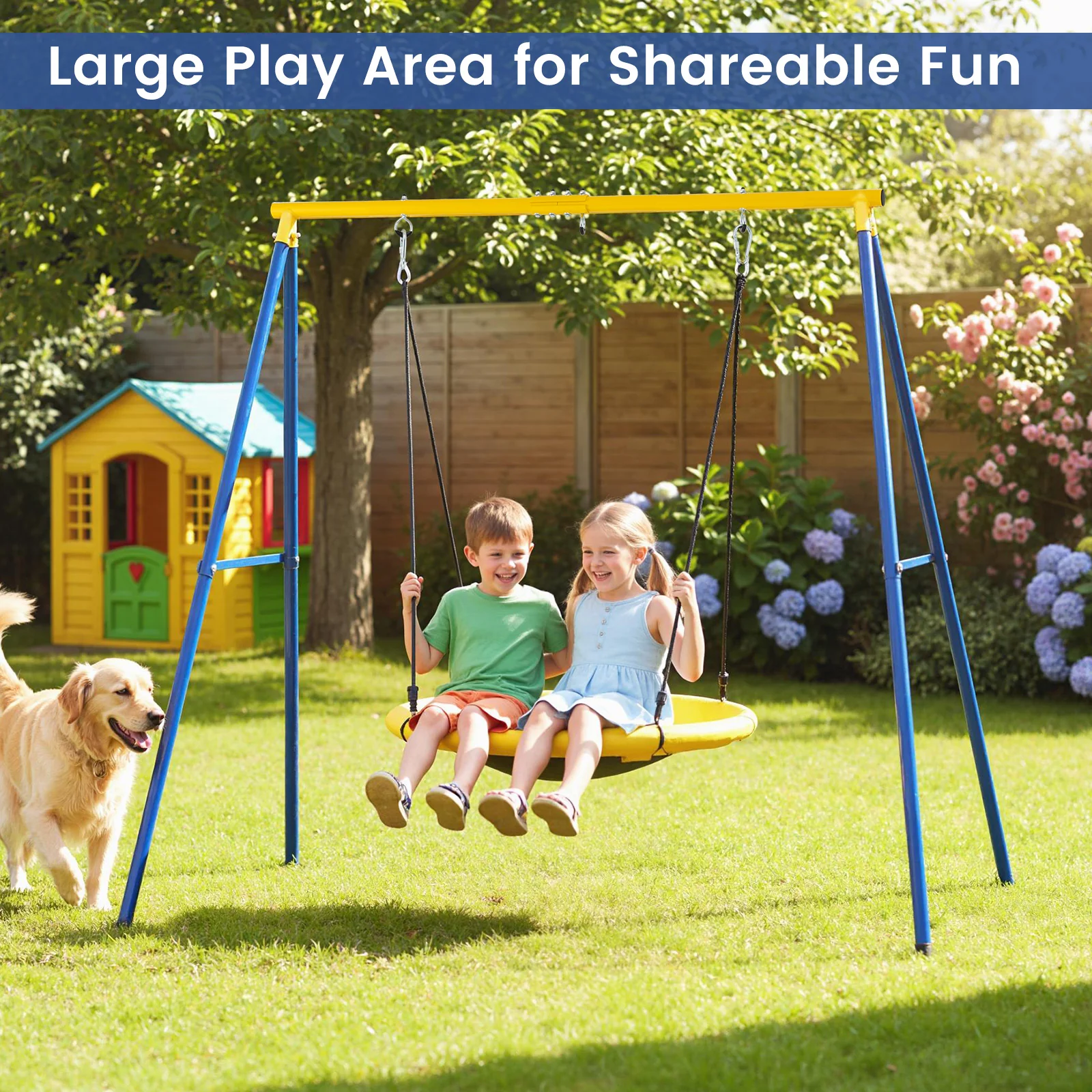 Extra Large Heavy Duty A-Frame Steel Swing Stand, Blue - Image 6