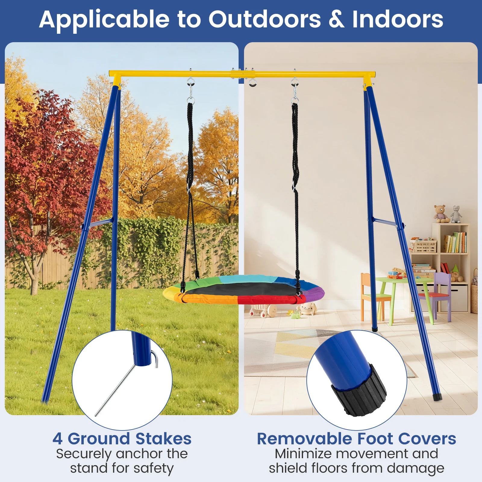 Extra Large Heavy Duty A-Frame Steel Swing Stand, Blue - Image 7