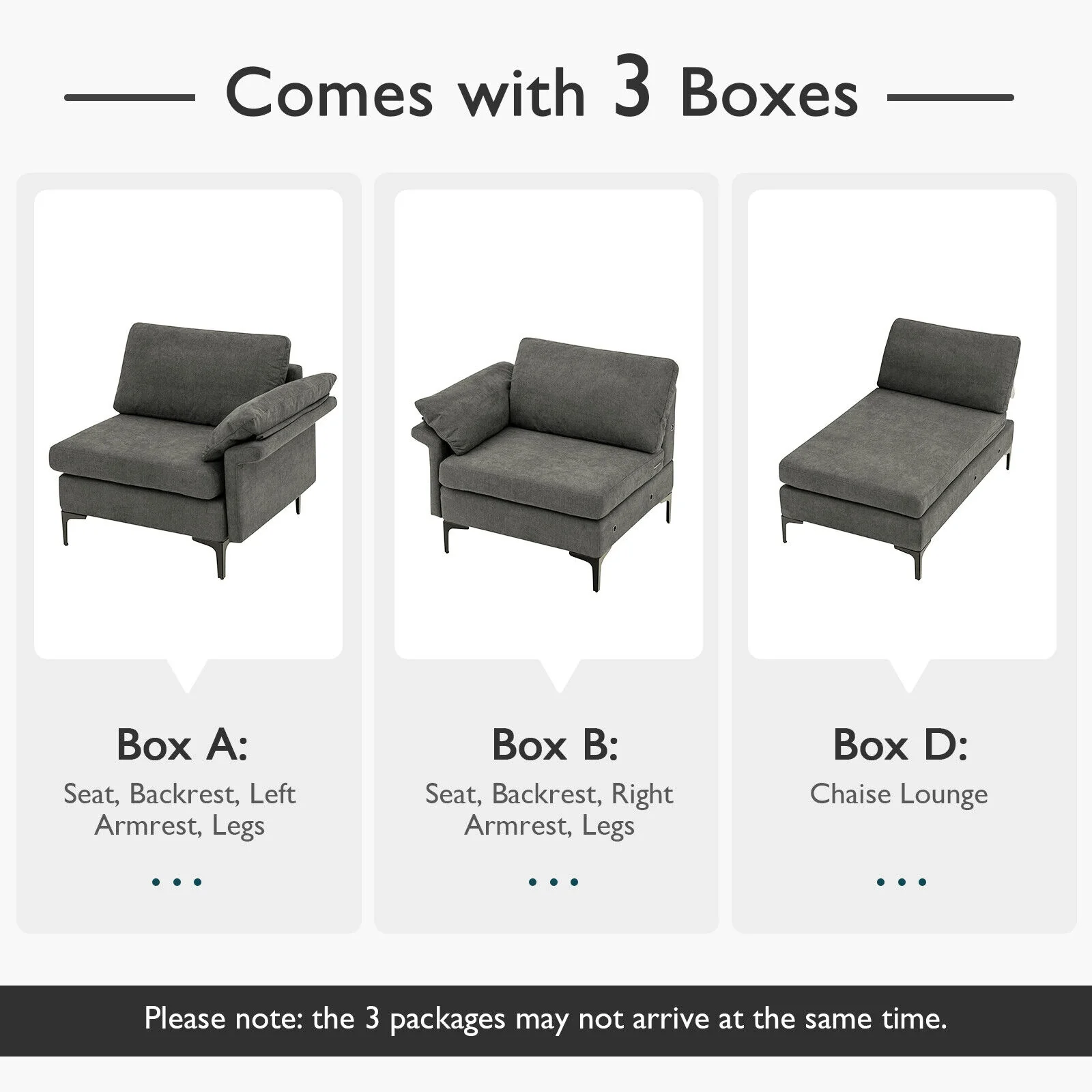 Extra Large Modular L-Shaped Sectional Sofa, For 4-5 People, Gray - Image 6