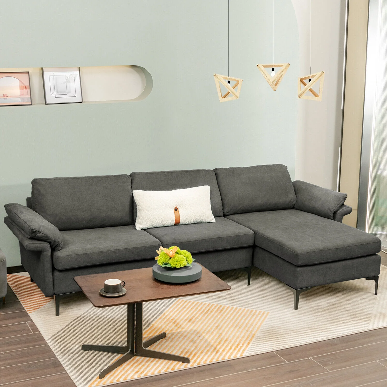 Extra Large Modular L-Shaped Sectional Sofa, For 4-5 People, Gray - Image 7