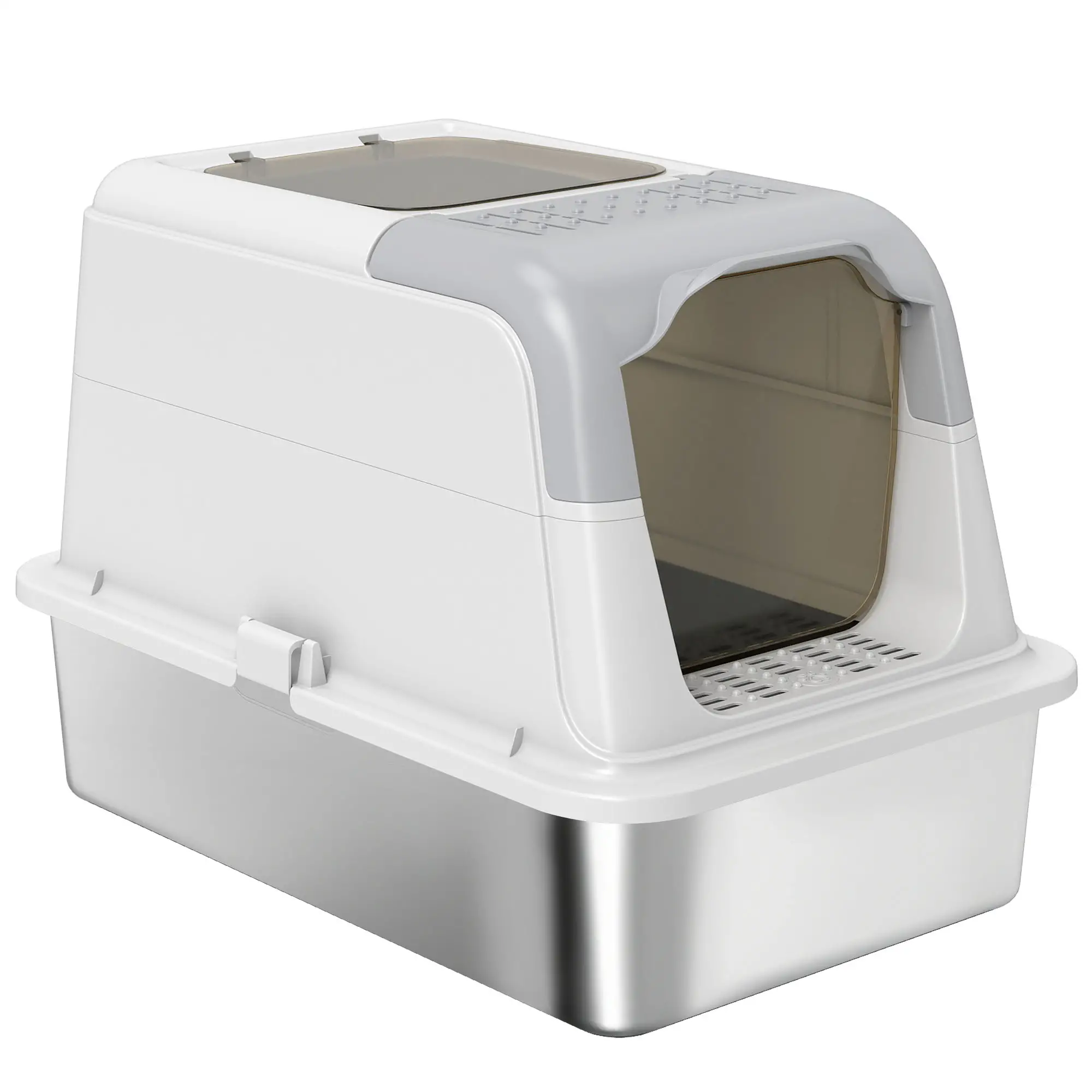 Extra Large Stainless Steel Litter Box, Enclosed for Big Cats