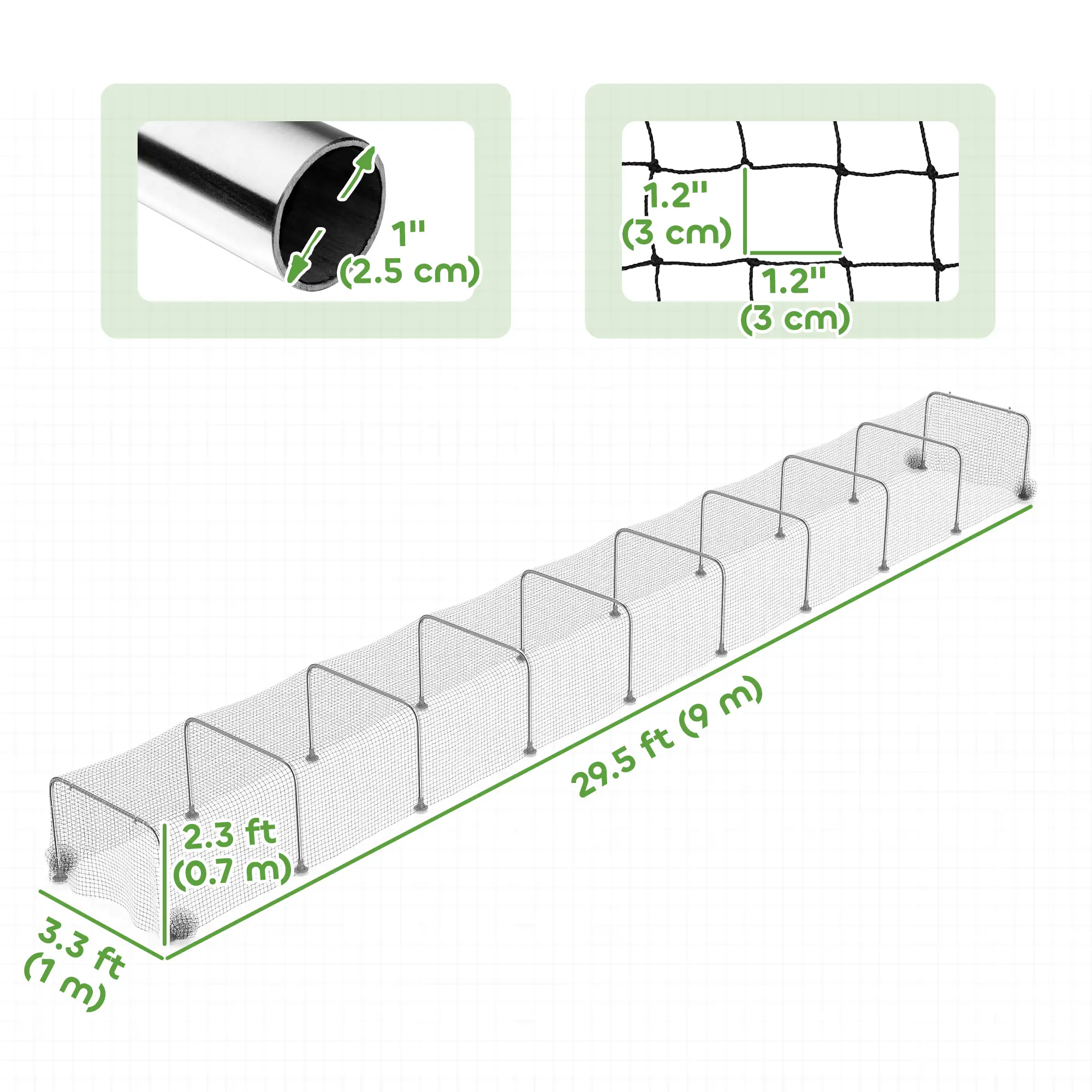 Extra Long Chicken Tunnel for Outside, 354" x 39" Galvanized Steel Chicken Run for 10-15 Chickens or Ducks - Image 3
