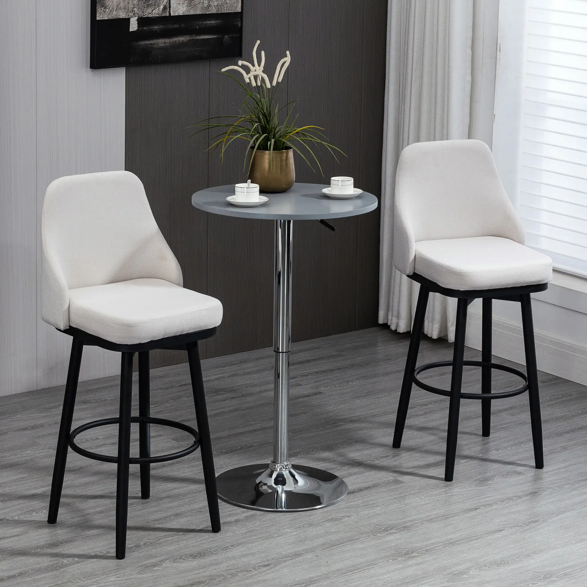 Extra Tall Bar Stools Set of 2, 360° Swivel, Cream White - Image 10