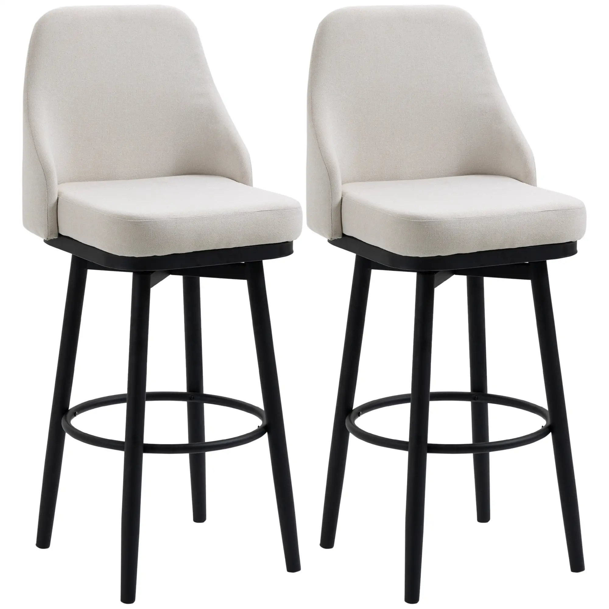 Extra Tall Bar Stools Set of 2, 360° Swivel, Cream White - Image 14