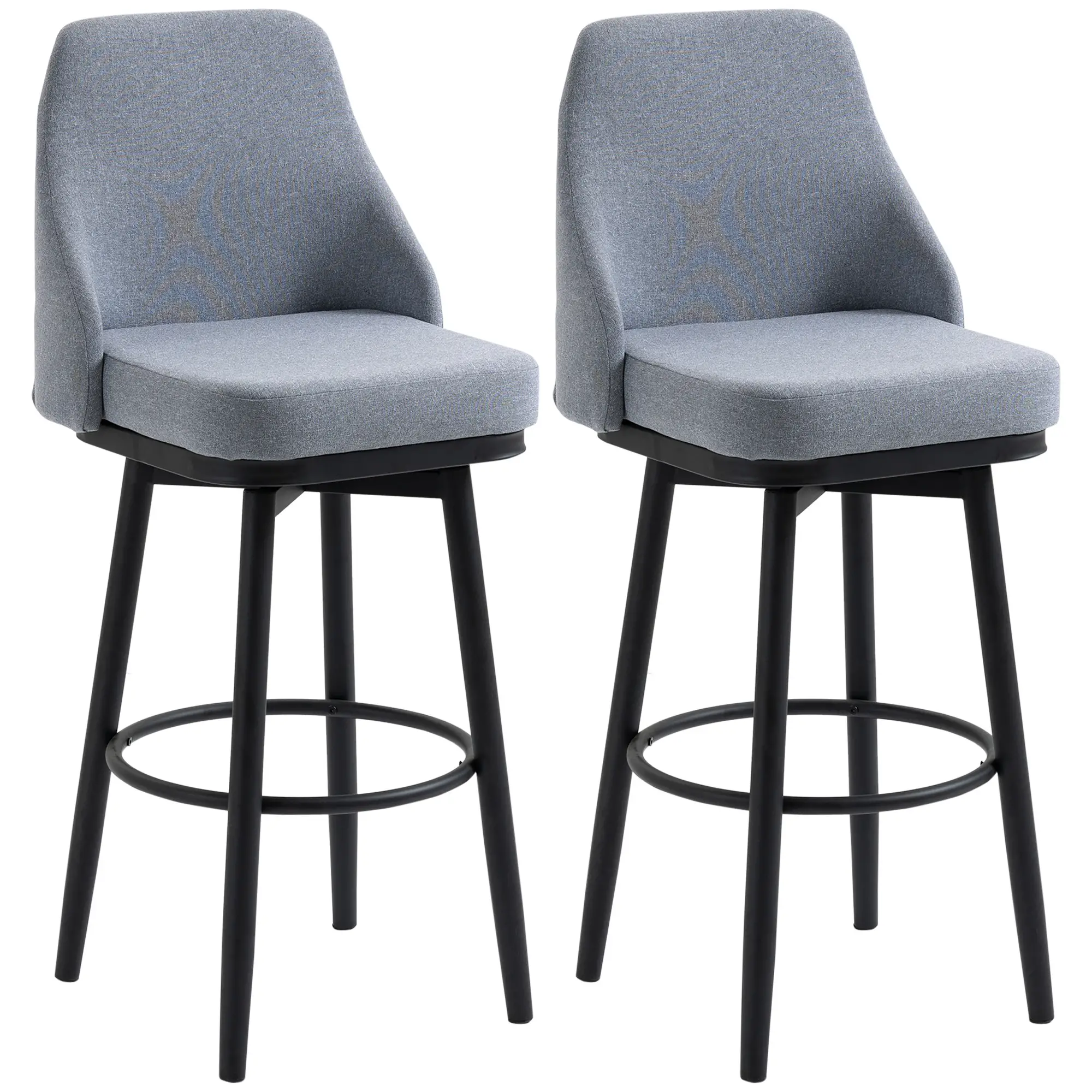 Extra Tall Bar Stools Set of 2, 360° Swivel, Steel Legs Footrest, Light Grey - Image 15
