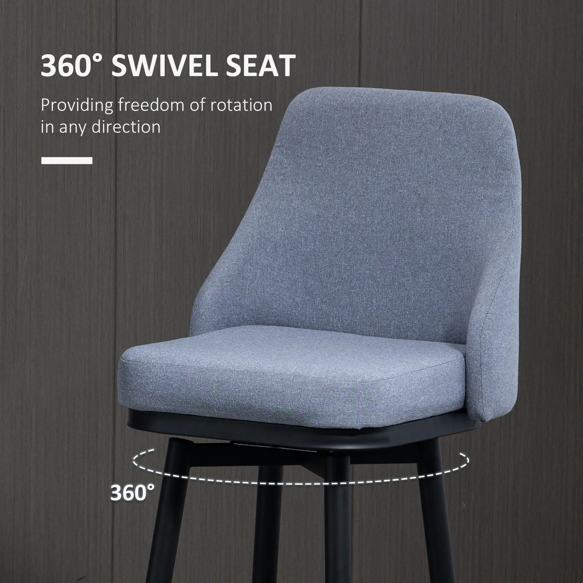 Extra Tall Bar Stools Set of 2, 360° Swivel, Steel Legs Footrest, Light Grey - Image 5