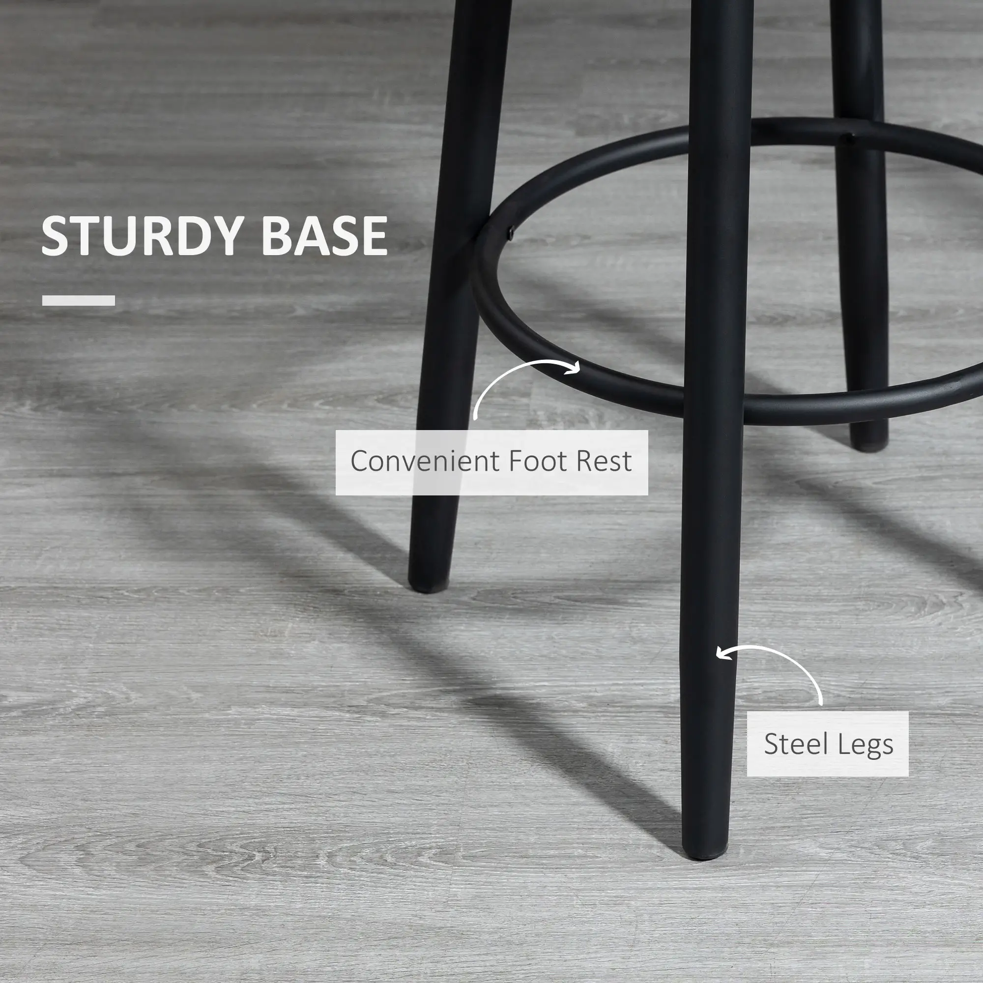 Extra Tall Bar Stools Set of 2, 360° Swivel, Steel Legs Footrest, Light Grey - Image 6