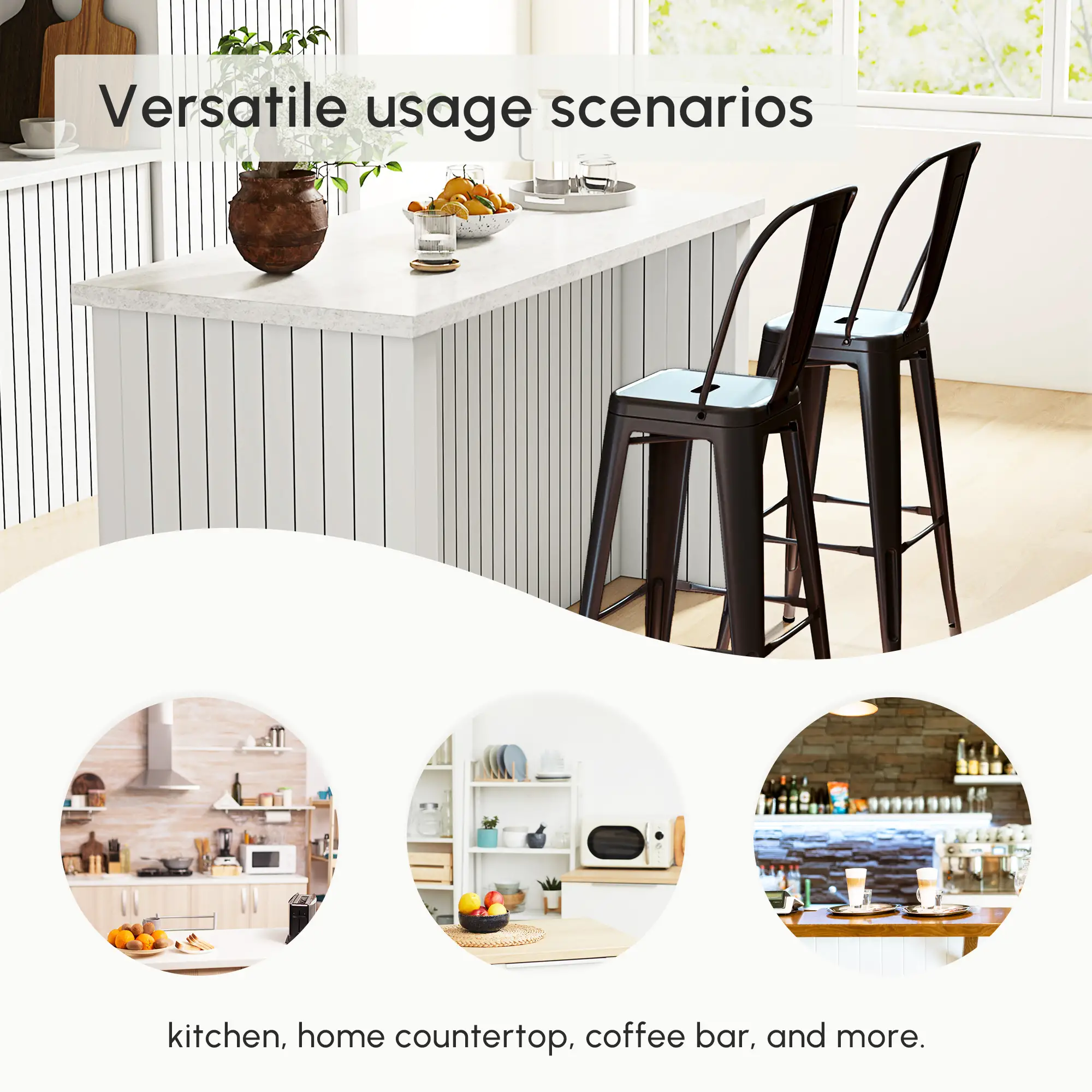 Extra Tall Bar Stools Set of 2, 360° Swivel, Steel Legs Footrest, Light Grey - Image 8