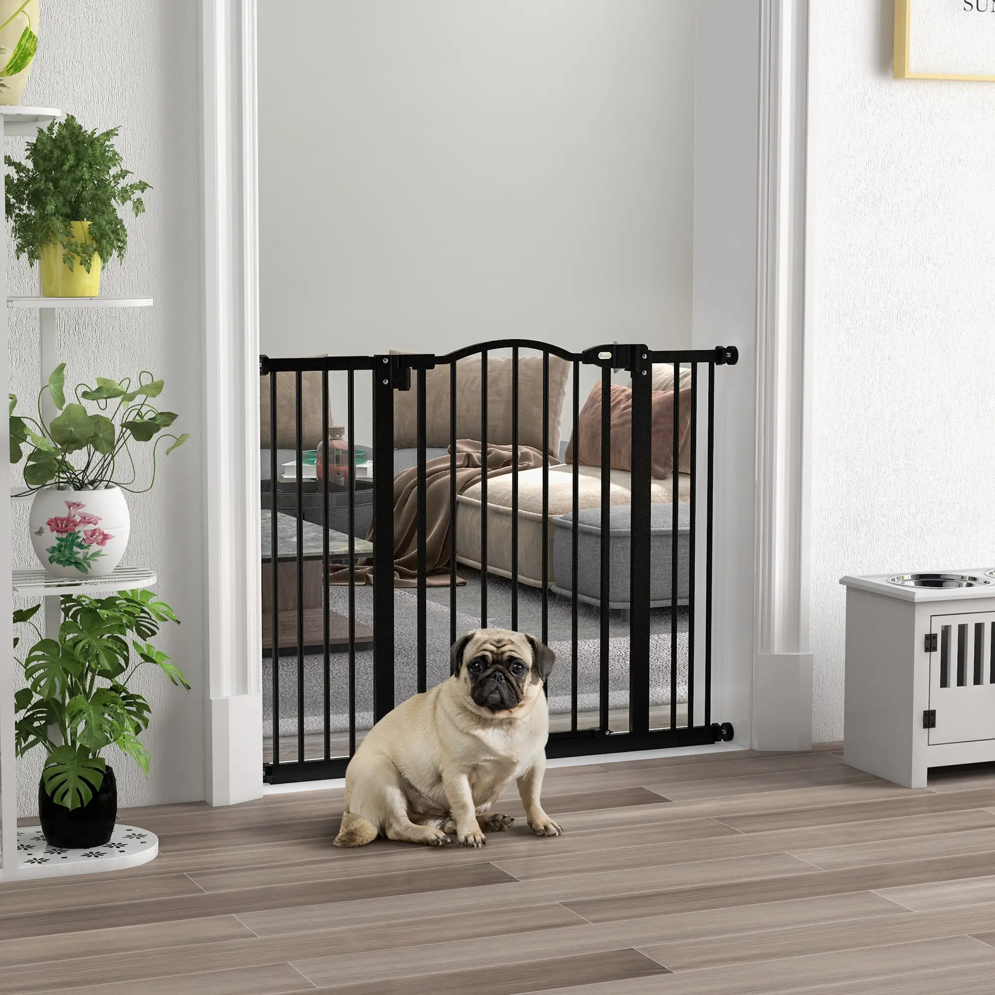 Extra Tall Dog Gate with Door, 29"-39", Black - Image 2
