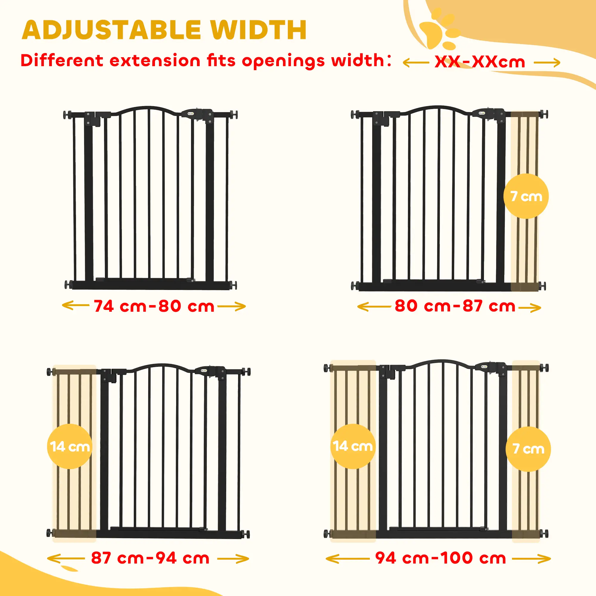 Extra Tall Dog Gate with Door, 29"-39", Black - Image 4