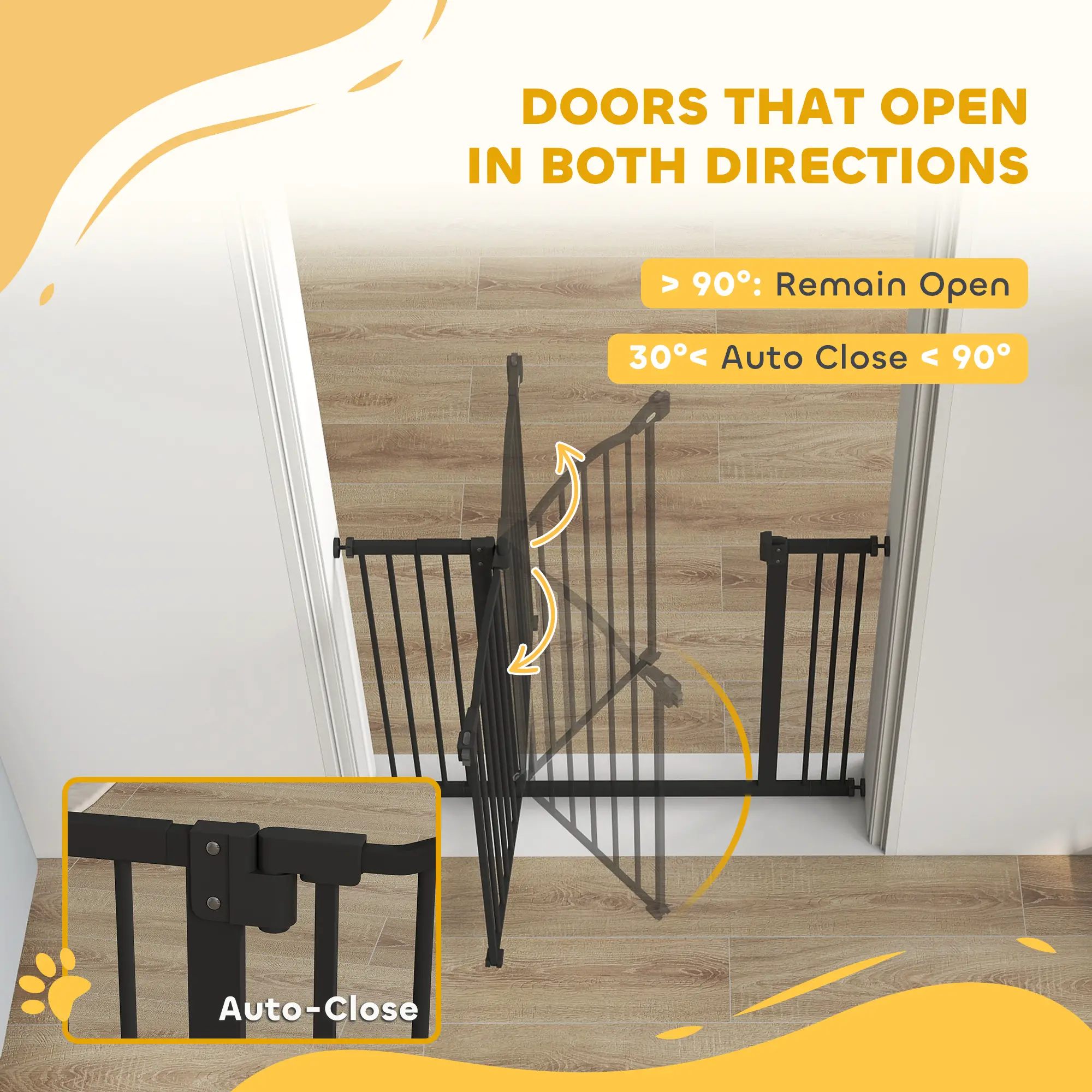 Extra Tall Dog Gate with Door, 29"-39", Black - Image 5