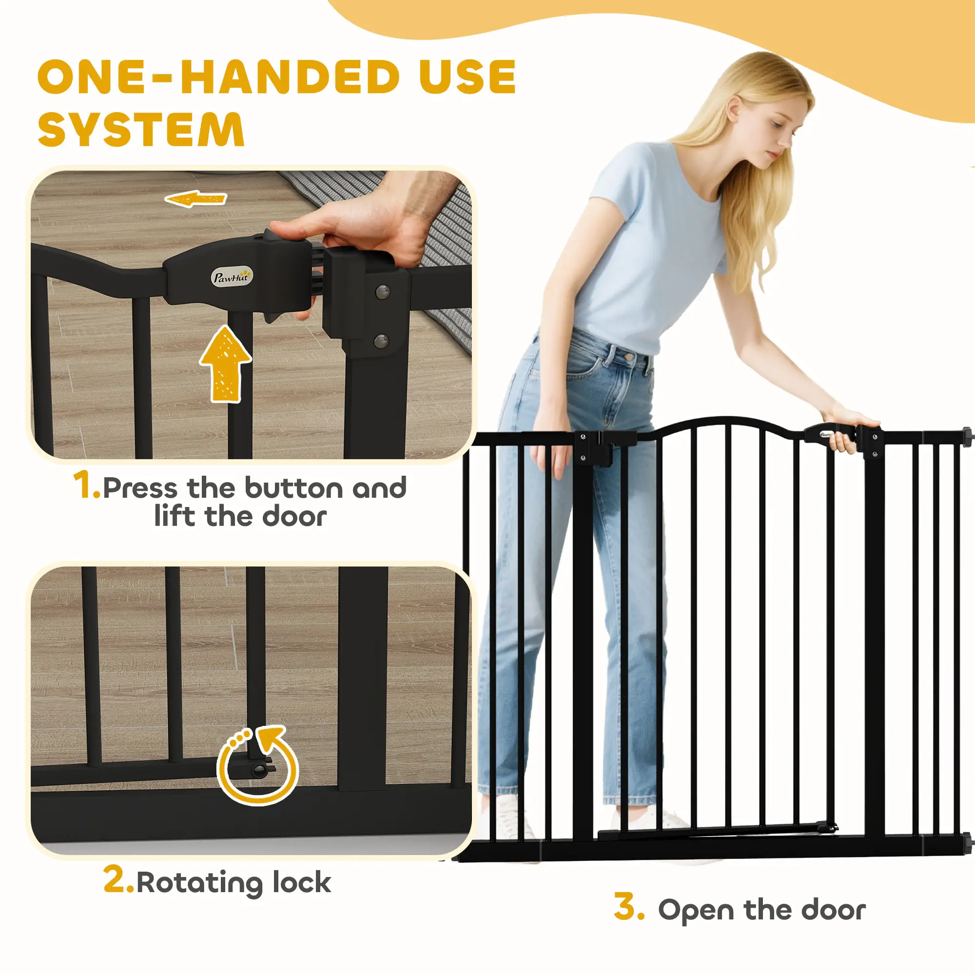 Extra Tall Dog Gate with Door, 29"-39", Black - Image 6
