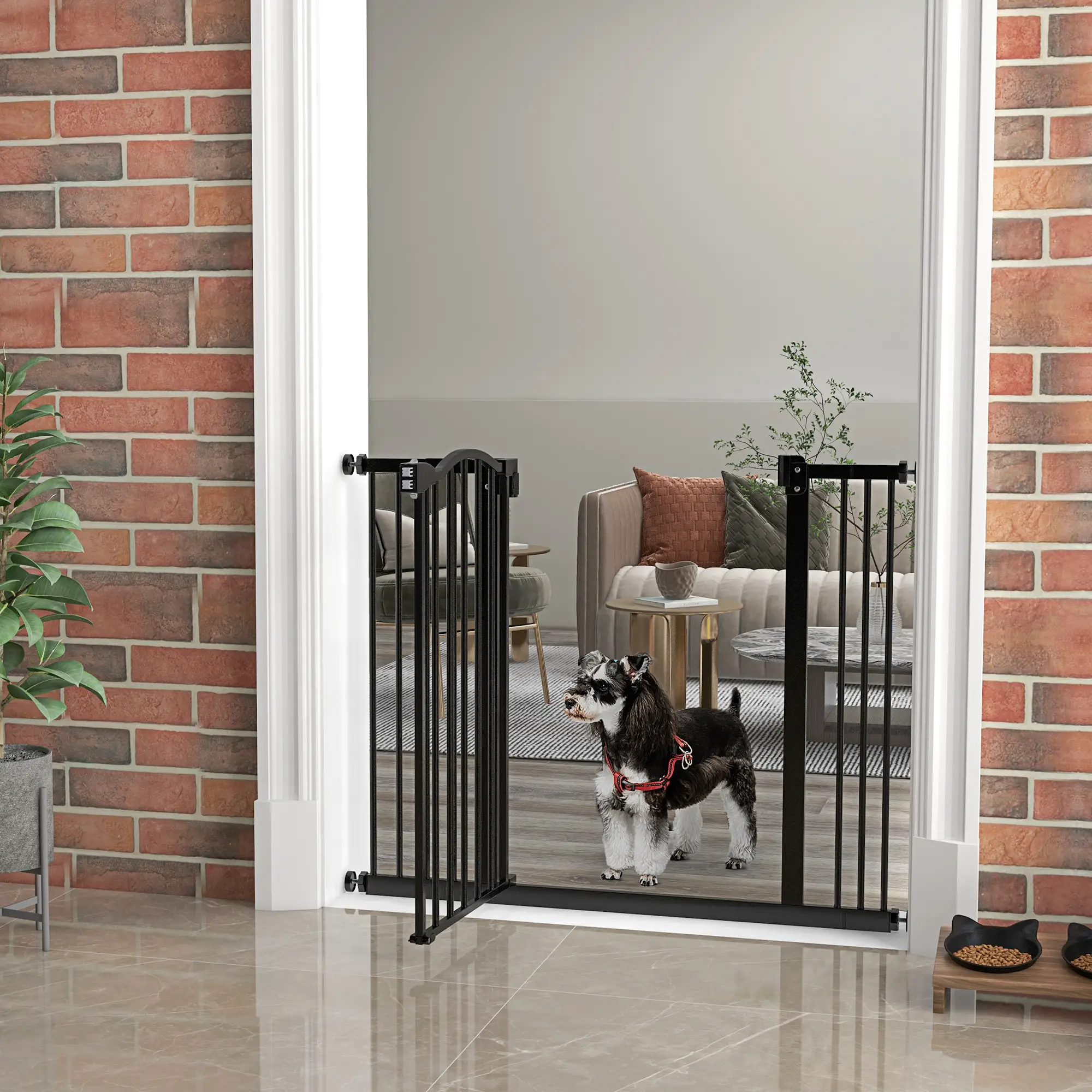 Extra Tall Dog Gate with Door, 29"-39", Black - Image 8