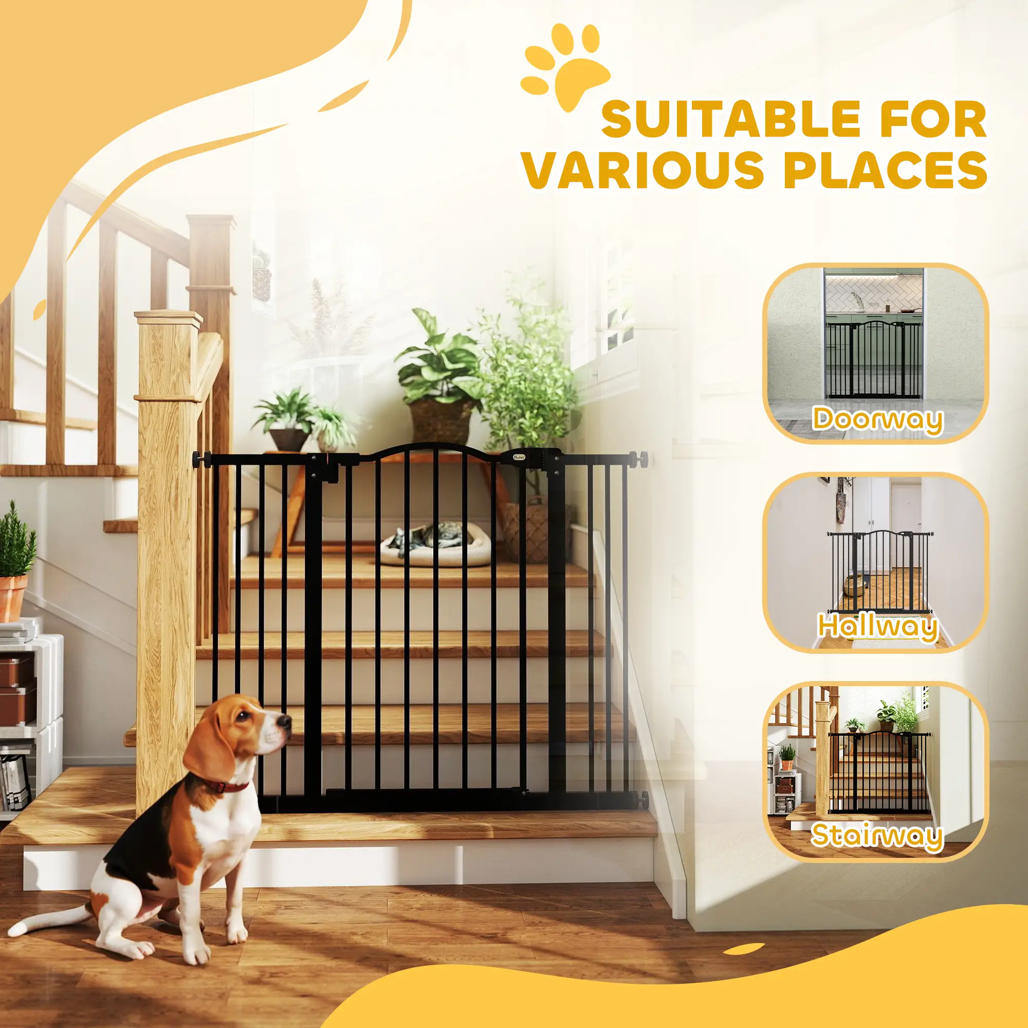 Extra Tall Dog Gate with Door, 29"-39", Black - Image 9