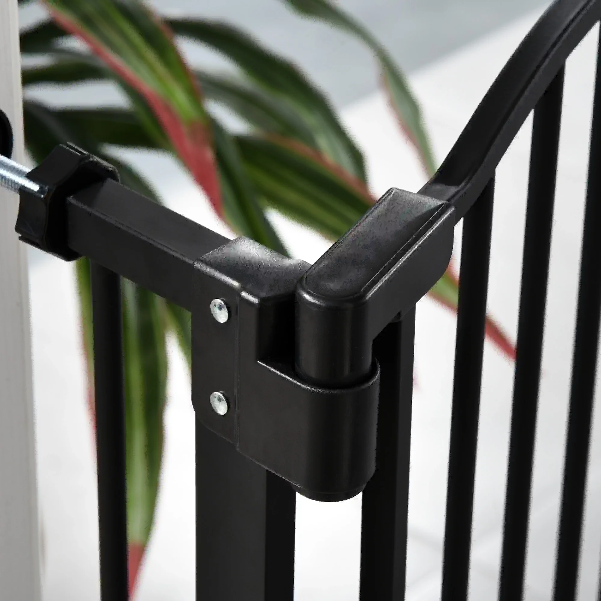 Extra Tall Dog Gate with Door, Pressure Fit, Auto Close, 29-32", Black - Image 10