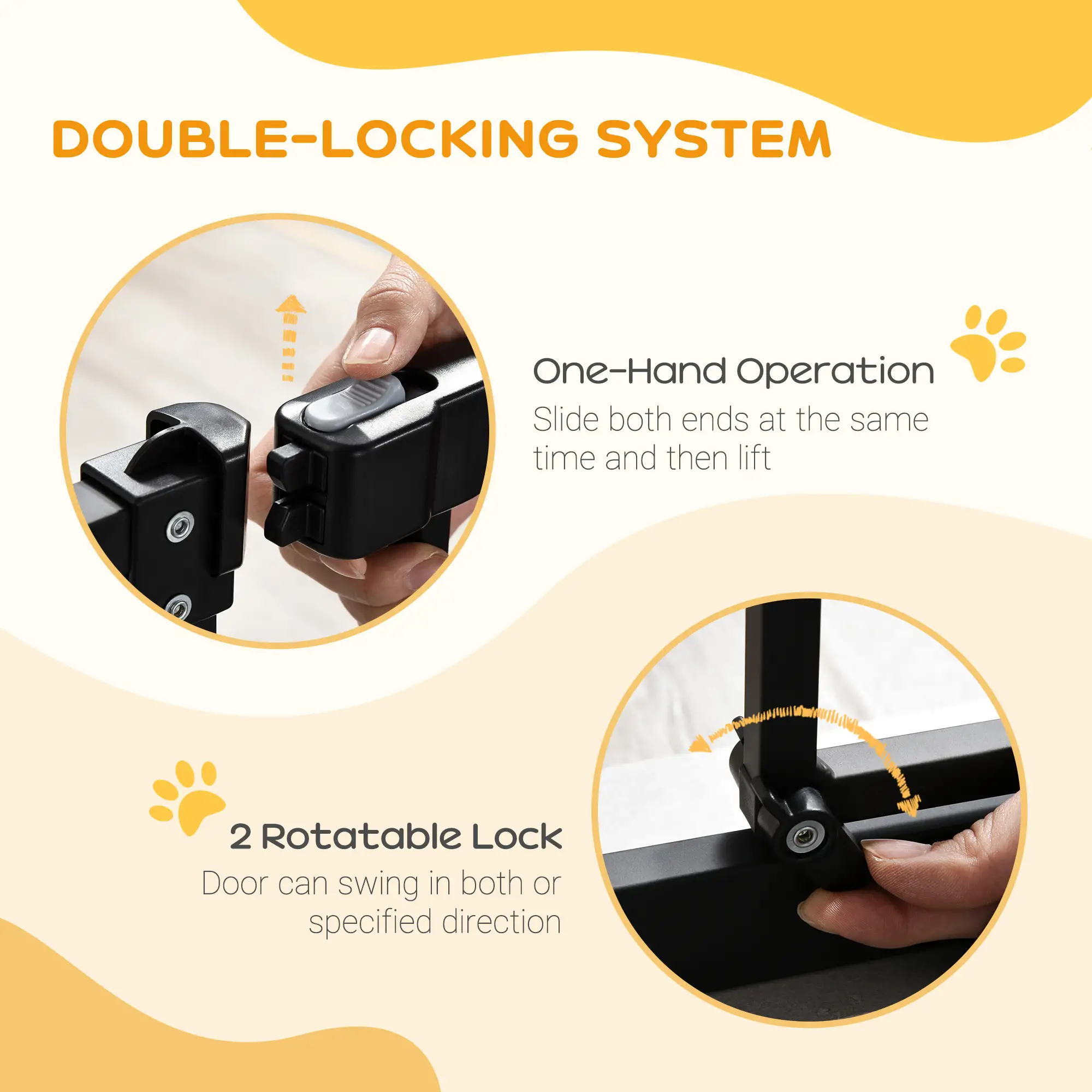 Extra Tall Dog Gate with Door, Pressure Fit, Auto Close, 29-32", Black - Image 4