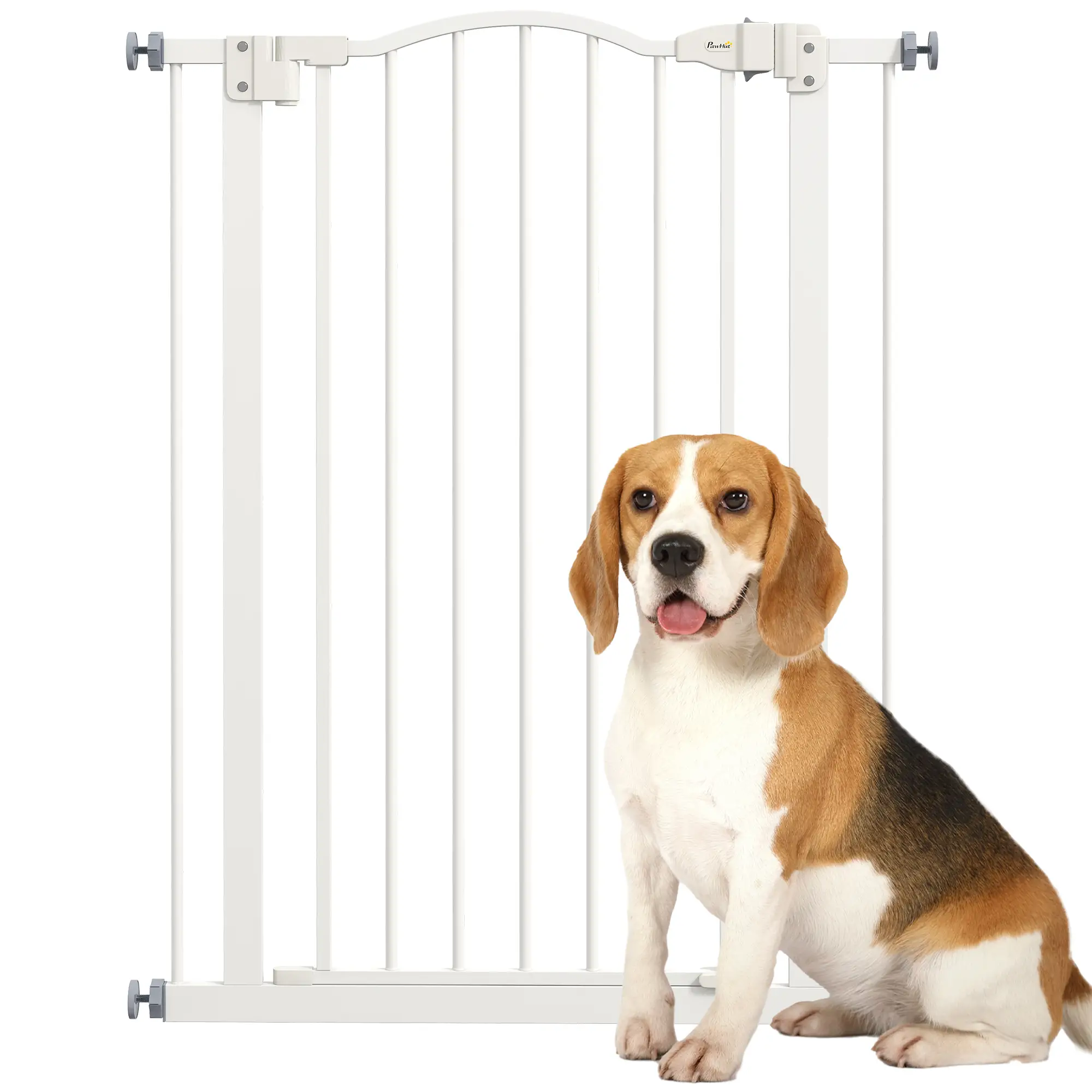 Extra Tall Dog Gate With Door, Pressure Fit, Auto Close, 29"-32", White - Image 11
