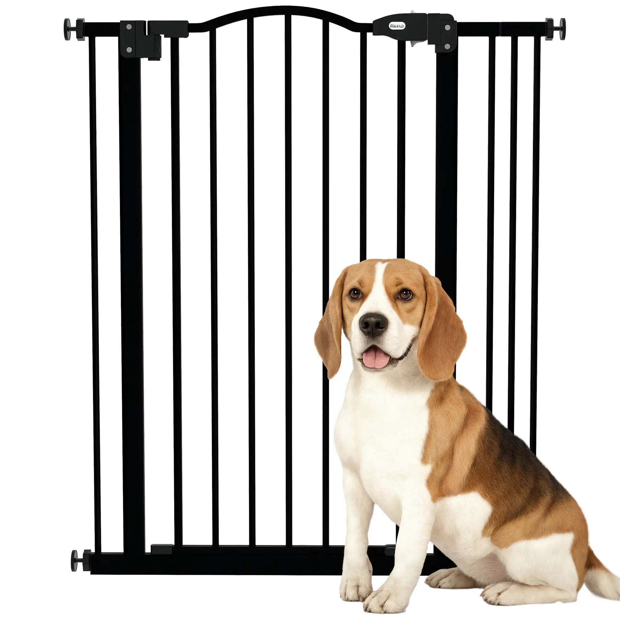 Extra Tall Dog Gate with Door, Pressure Fit, Auto Close, 29-34 Inch, Black - Image 11
