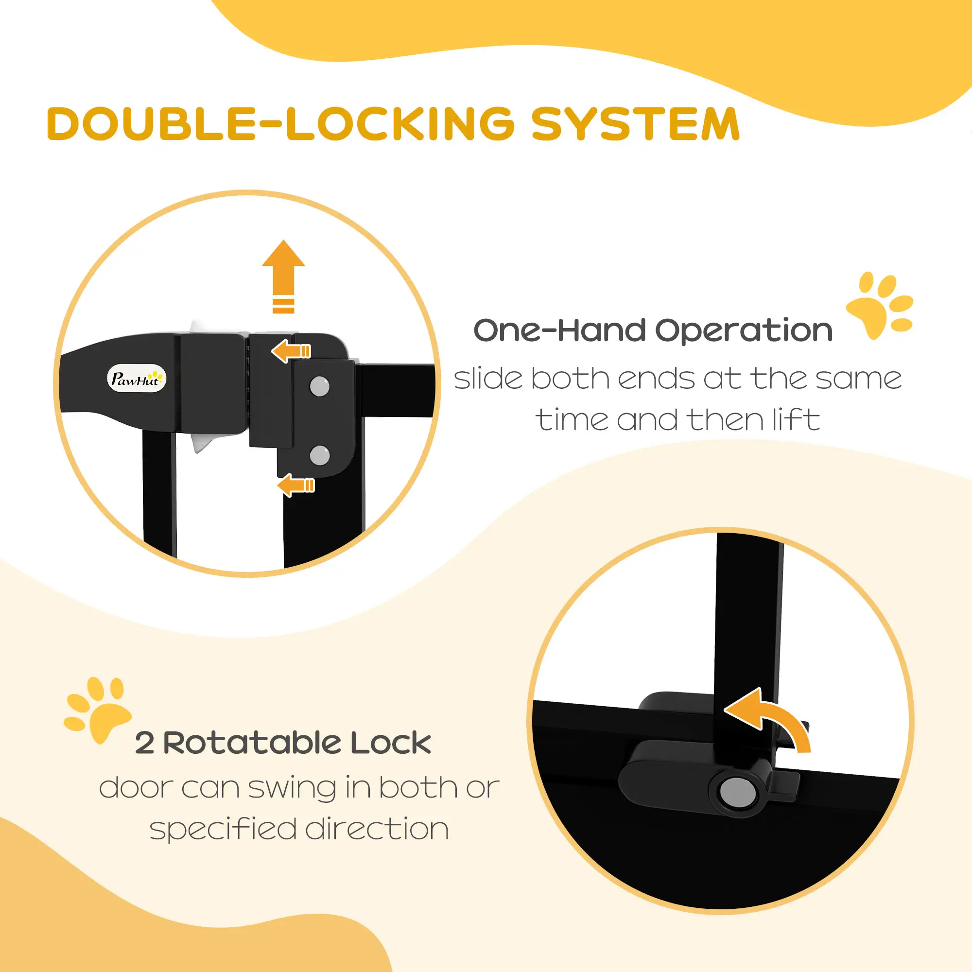 Extra Tall Dog Gate with Door, Pressure Fit, Auto Close, 29-34 Inch, Black - Image 4