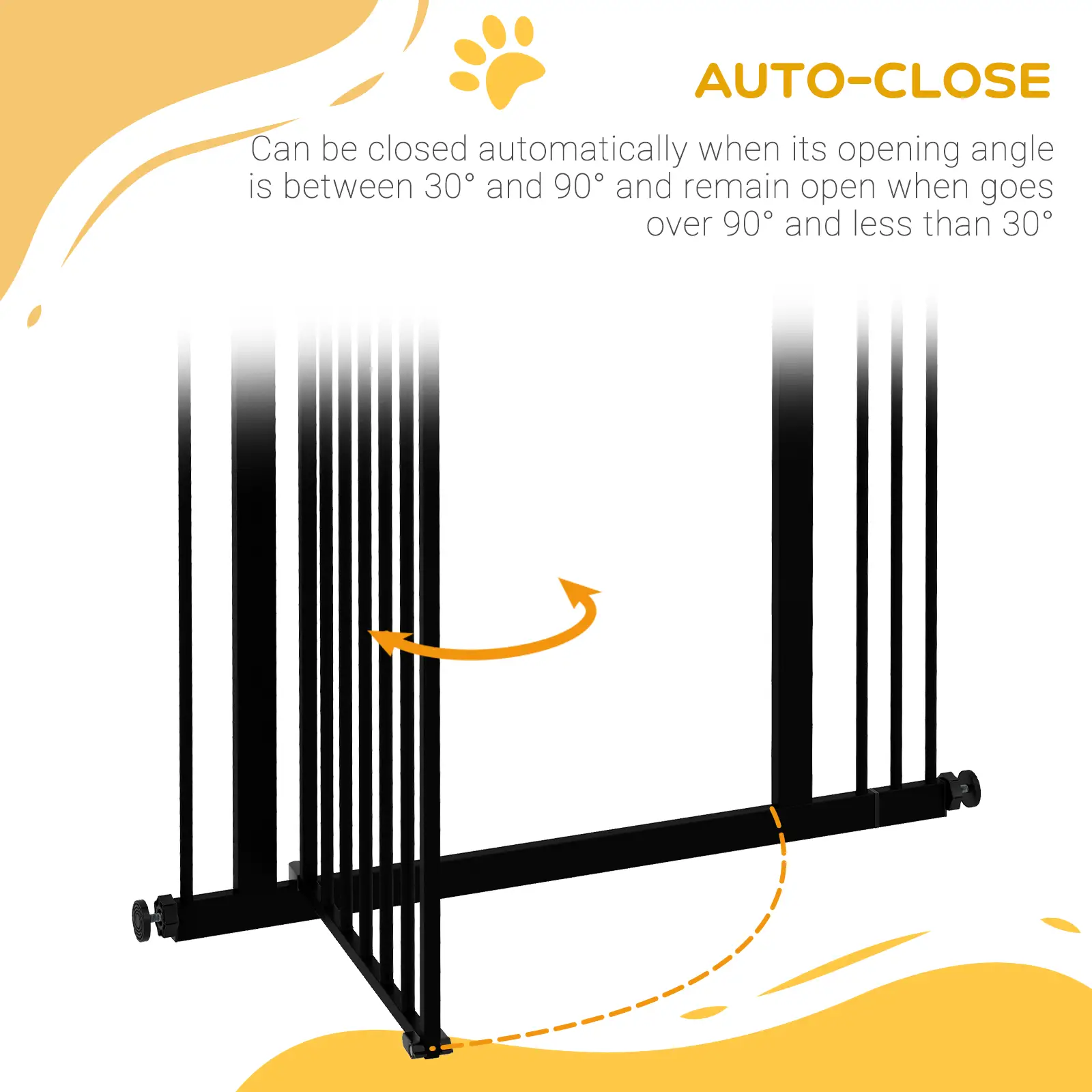 Extra Tall Dog Gate with Door, Pressure Fit, Auto Close, 29-34 Inch, Black - Image 5