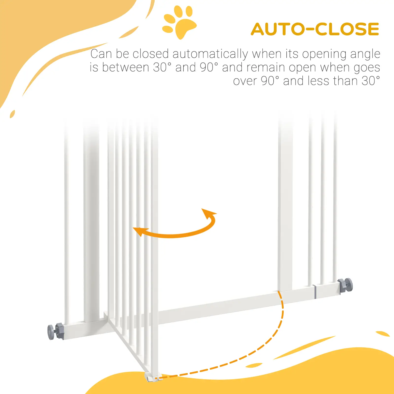 Extra Tall Dog Gate with Door, Pressure Fit, Auto Close, 29"-34", White - Image 5