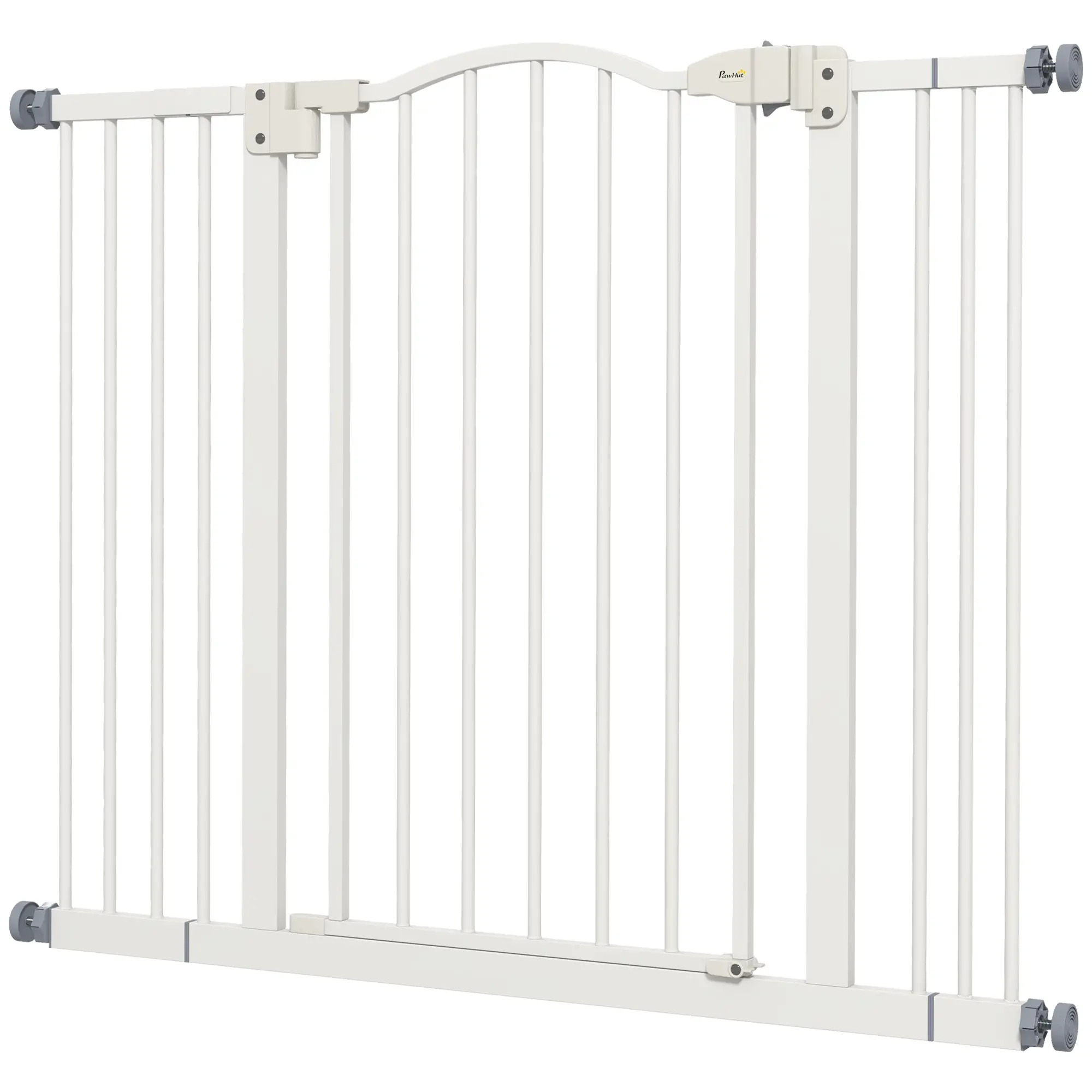 Extra Tall Dog Gate with Door, Pressure Fit, Auto Close, 29"-39", White