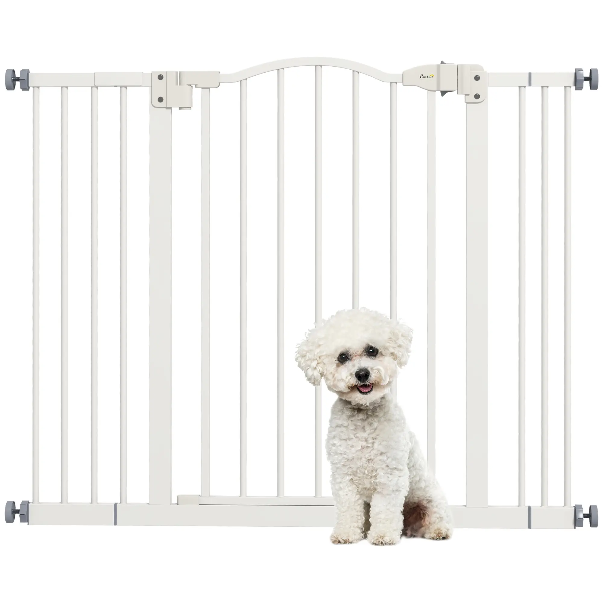 Extra Tall Dog Gate with Door, Pressure Fit, Auto Close, 29"-39", White - Image 11