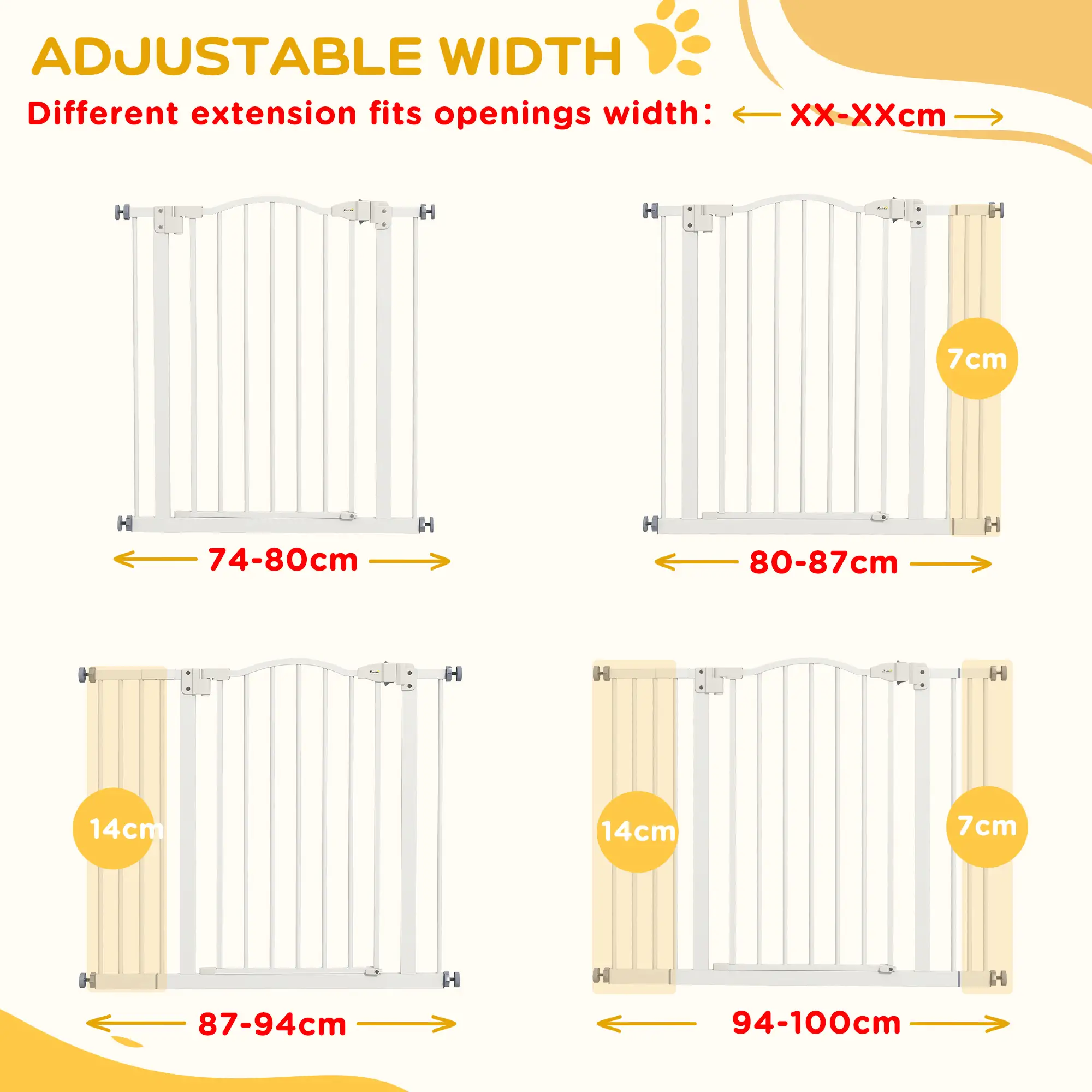 Extra Tall Dog Gate with Door, Pressure Fit, Auto Close, 29"-39", White - Image 7