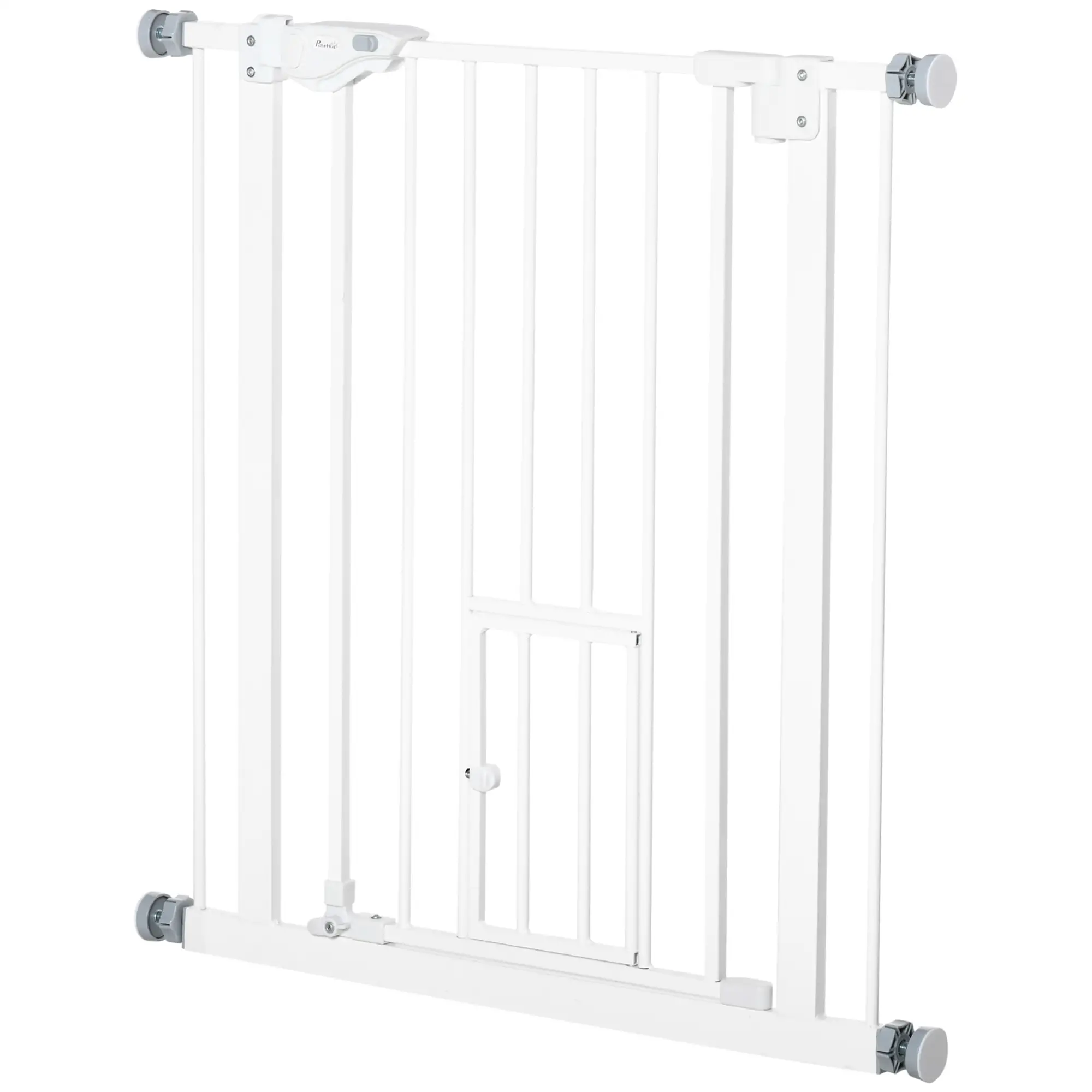 Extra Wide Pet Gate With Cat Door, Auto Closing, 29-32 Inch, White