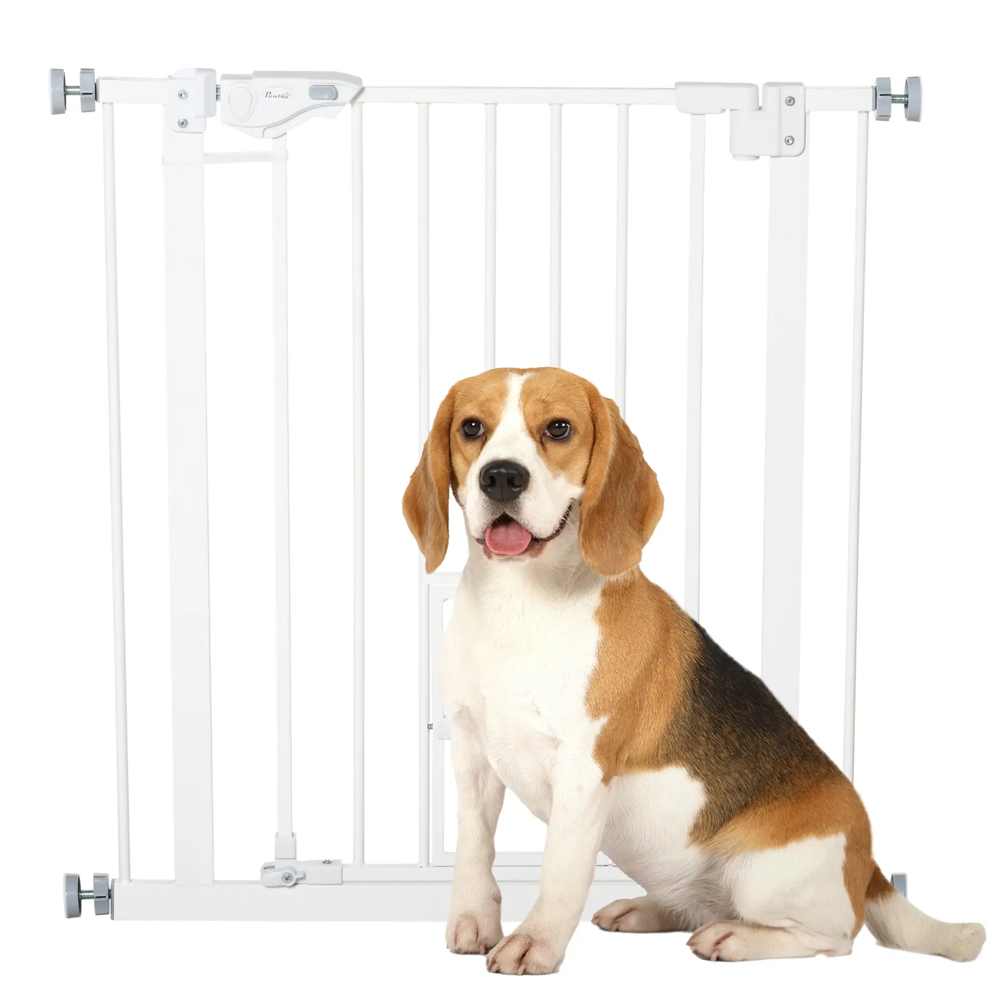 Extra Wide Pet Gate With Cat Door, Auto Closing, 29-32 Inch, White - Image 11