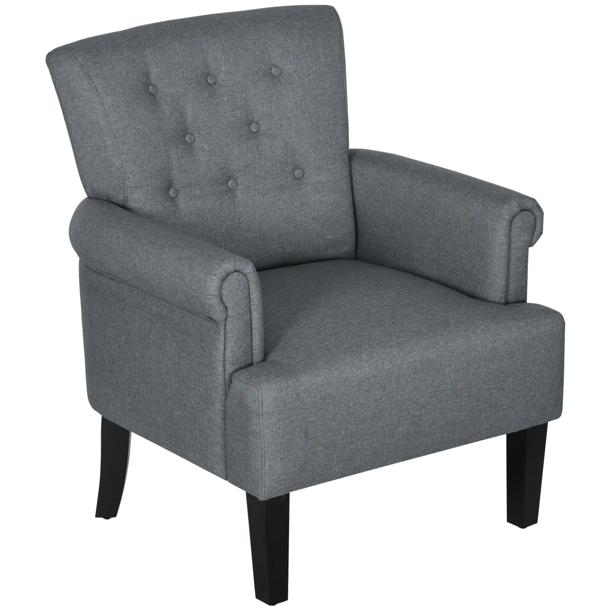 Fabric Accent Armchair, Modern Living Room Chair, Wood Legs, Grey - Image 11