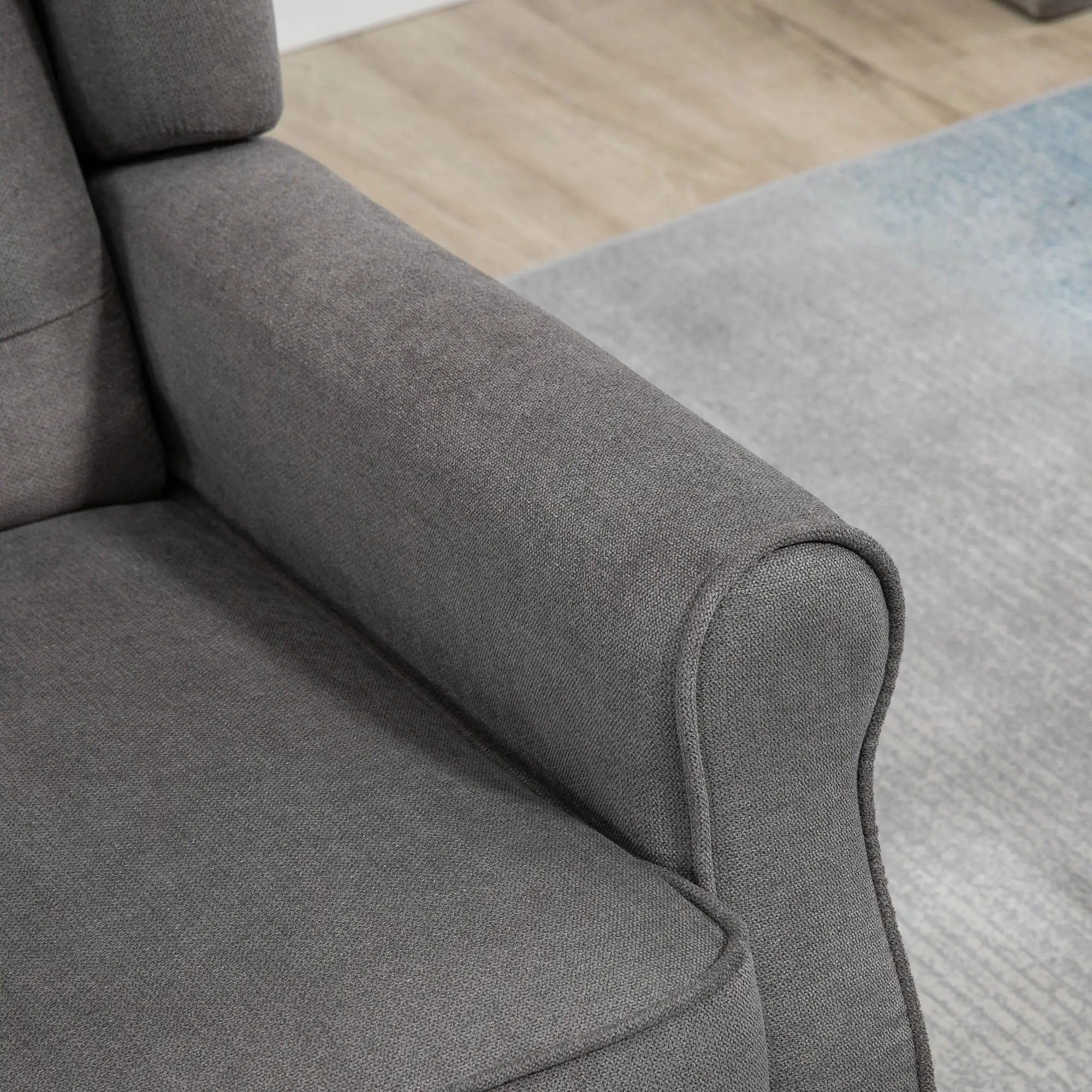Fabric Accent Chair, Button Tufted, Wood Legs, Thick Padding, Charcoal Grey - Image 13