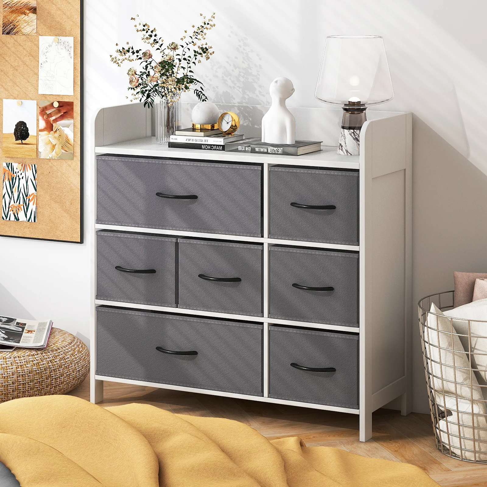 Fabric Dresser, 7 Drawers For Bedroom, White - Image 3