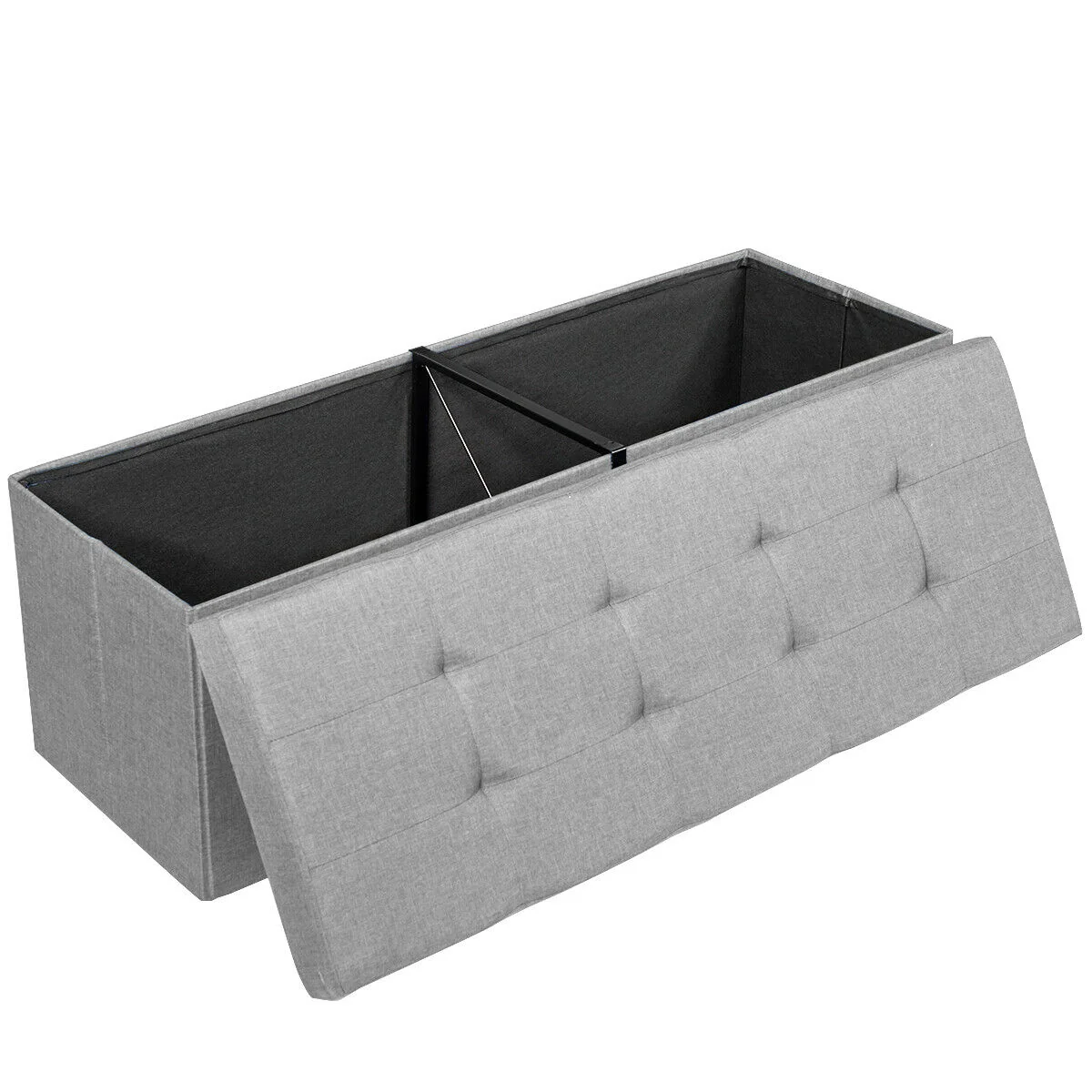 Fabric Folding Storage Bed End Bench, Light Gray - Image 8