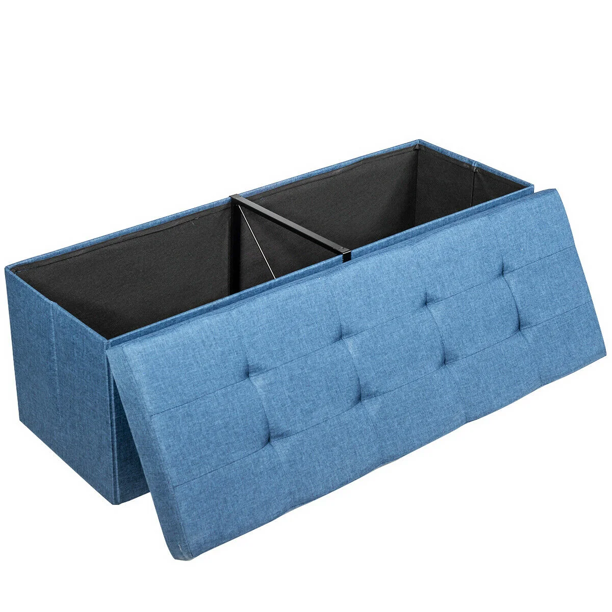 Fabric Folding Storage Bed End Bench, Navy - Image 10