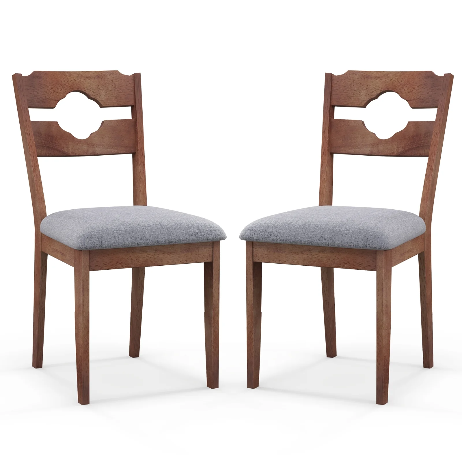 Fabric Upholstered Dining Chairs, Set of 2, Padded Seat High Back, Gray - Image 4