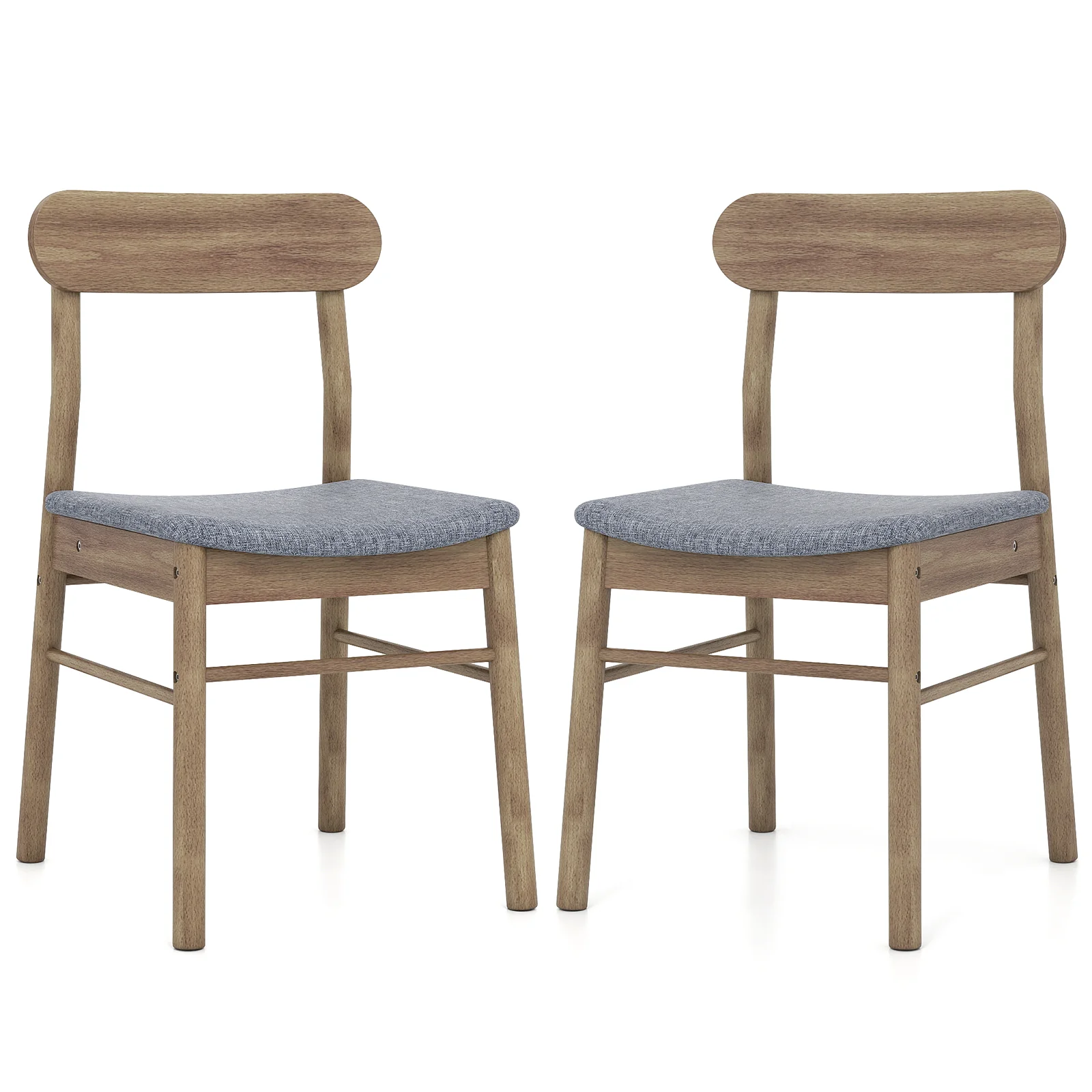 Fabric Upholstered Kitchen Armless Dining Chairs with Rubber Wood Frame Set of 2, Oak - Image 4