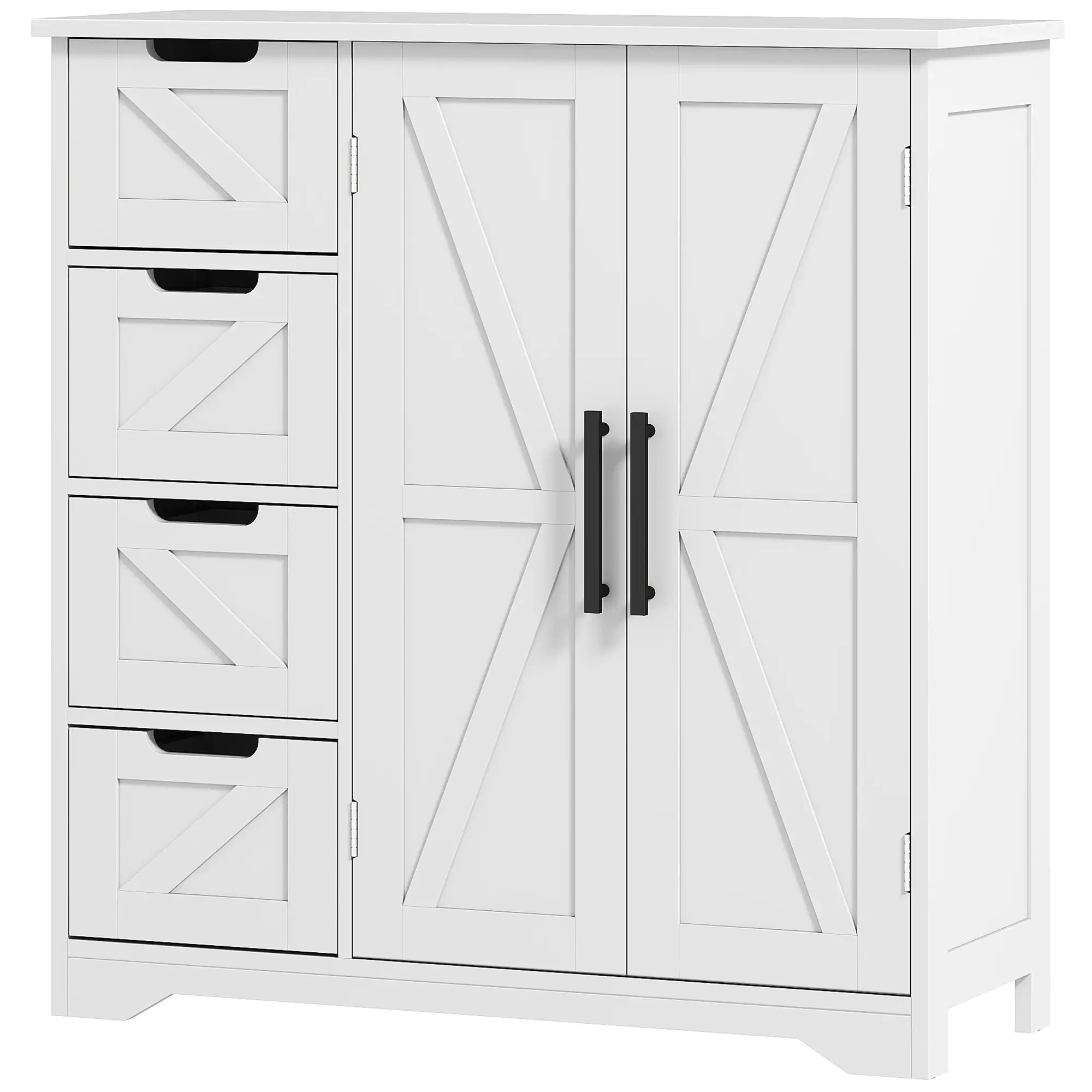 Farmhouse Bathroom Floor Cabinet, Adjustable Shelf, White