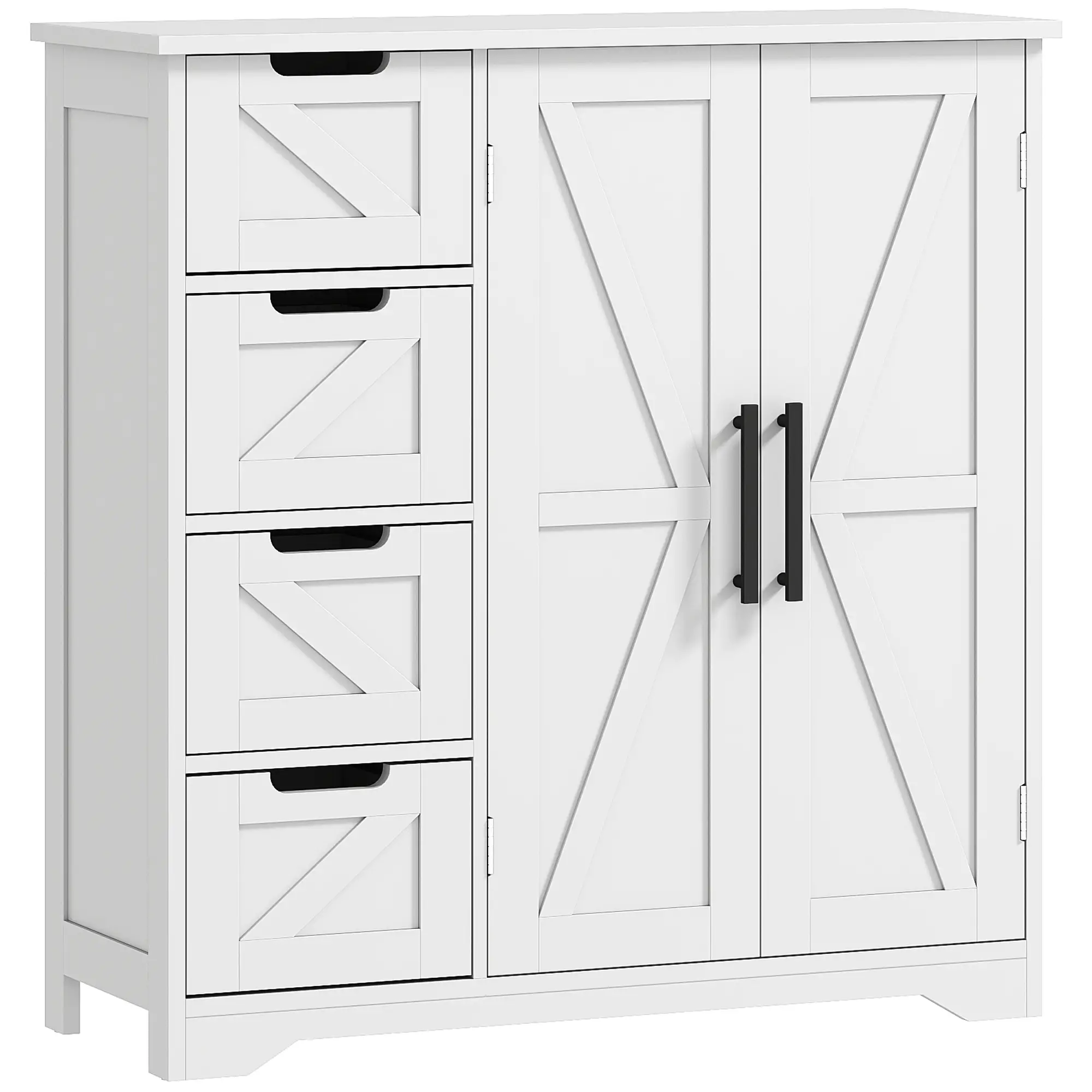 Farmhouse Bathroom Floor Cabinet, Adjustable Shelf, White - Image 11
